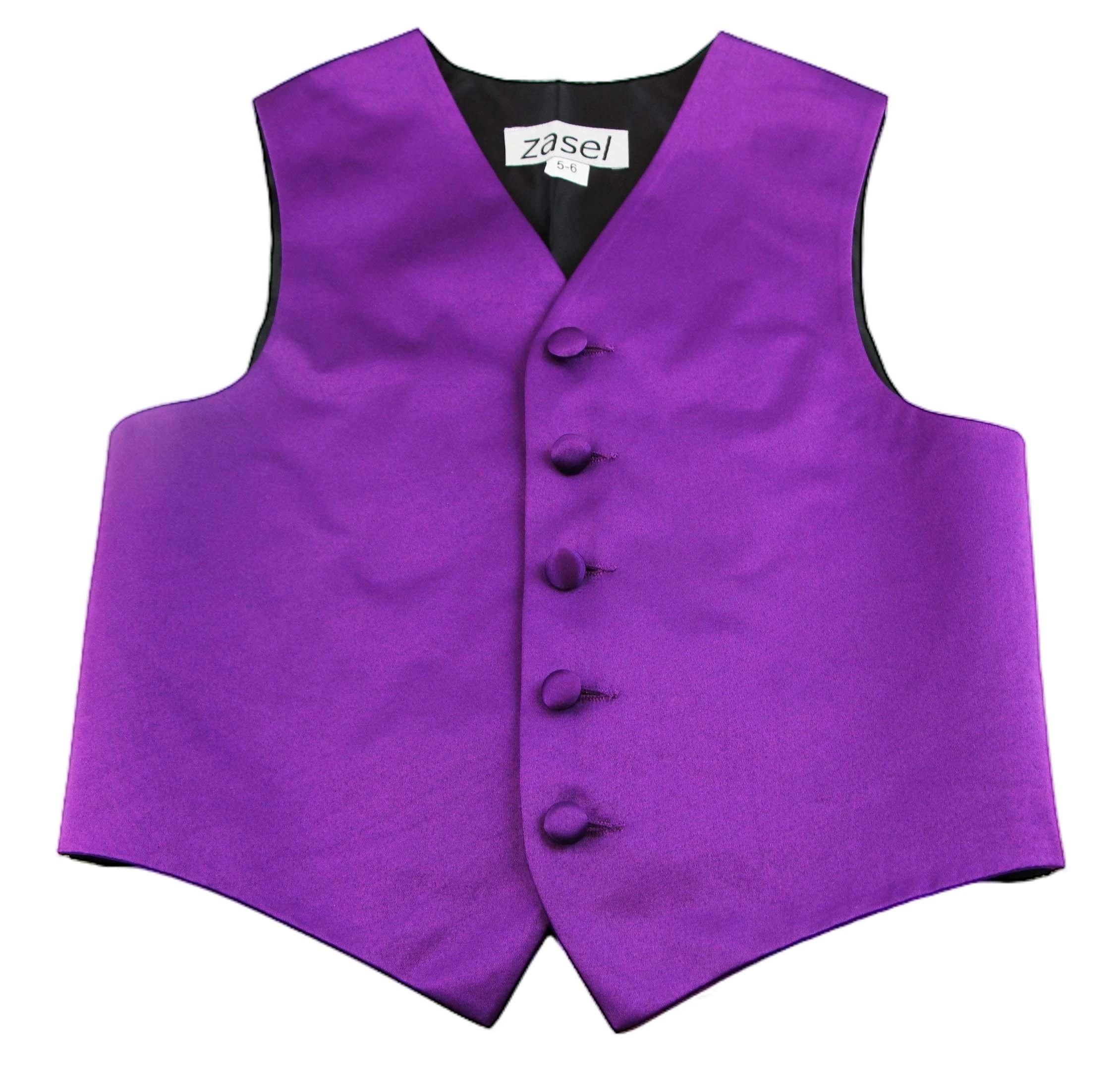 4 Zasel Boys Junior Vest Adjustable Waistcoat DARK PURPLE, 4 of 4