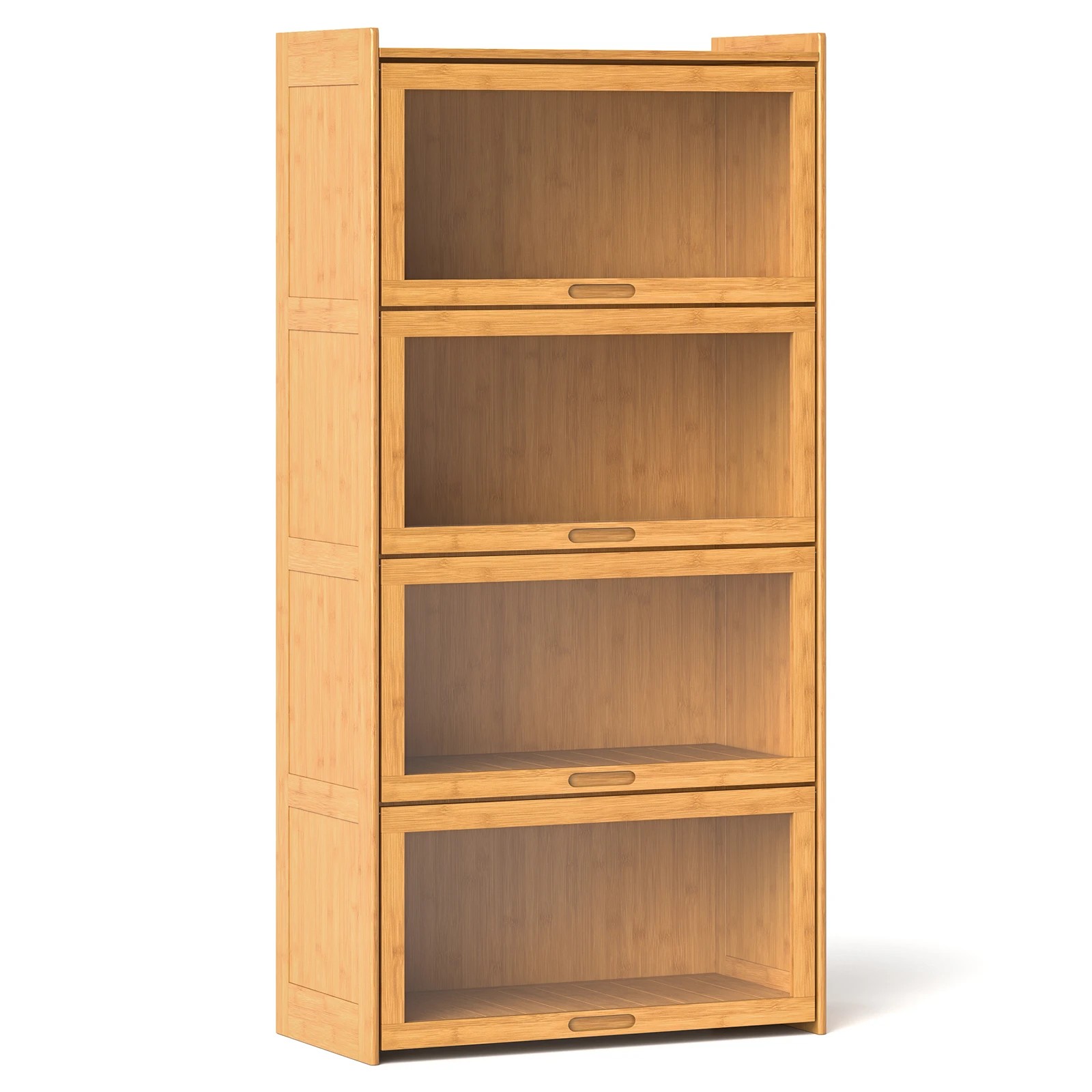 1 Costway 1.4m 4-Tier Bookcase Bamboo Bookshelf w/Doors Cube Organizer Display Cabinet - Natural, 1 of 5