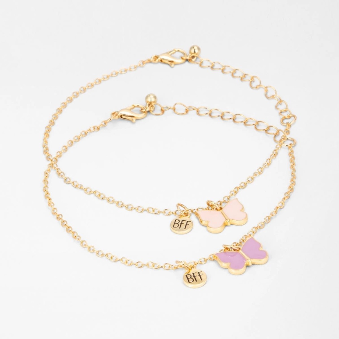 2 2 Pack BFF Butterfly Bracelets - Purple and Gold Tone, 2 of 3