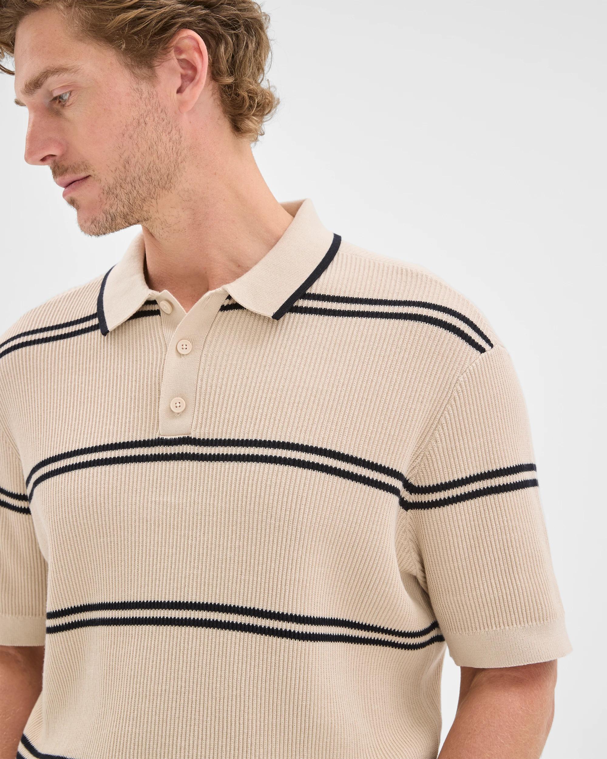 5 Target Man Australian Cotton Stripe Knit Polo Top BIRCH, 5 of 6