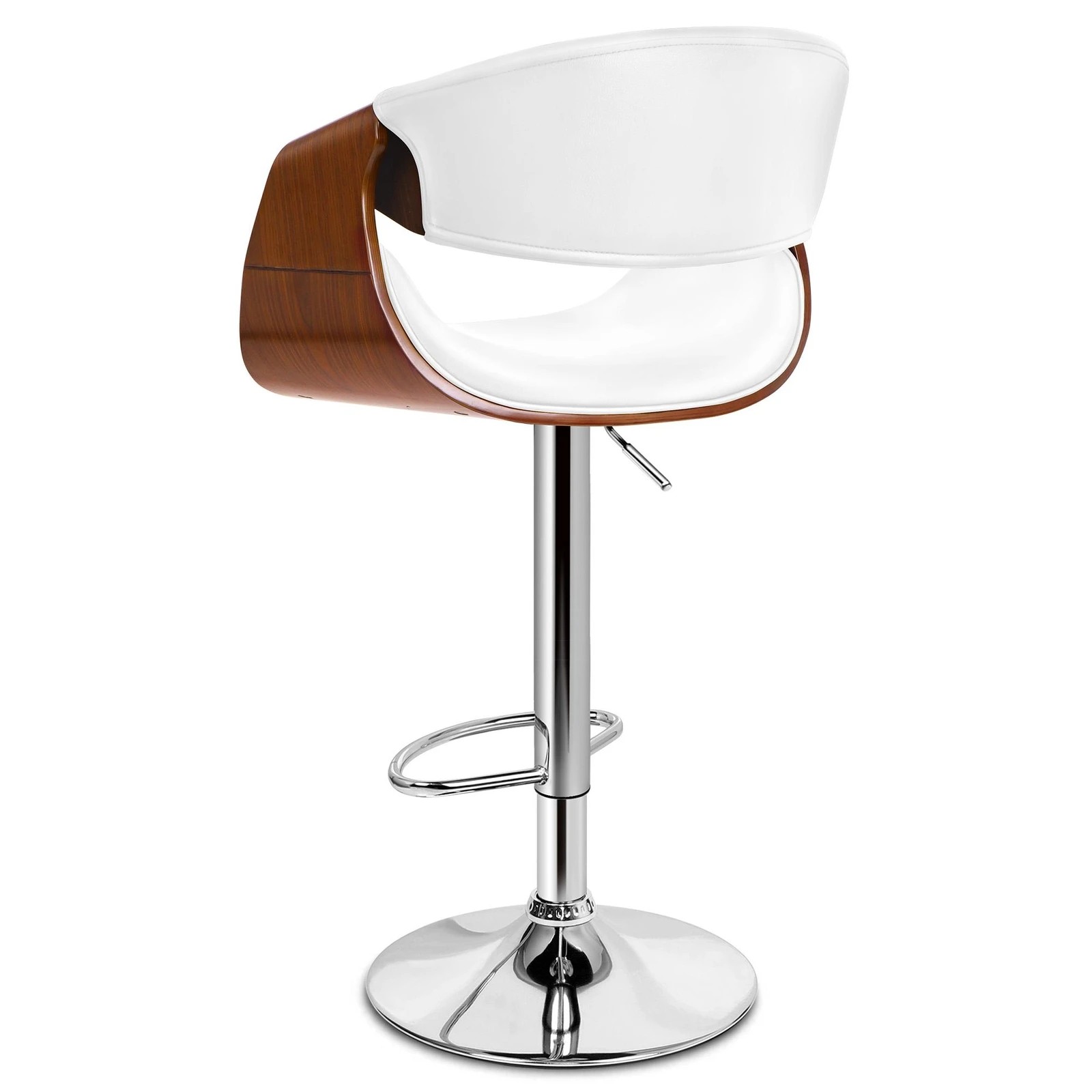 5 Alfordson 1x Bar Stool Kitchen Swivel Chair Wooden Leather Trice - White, 5 of 10