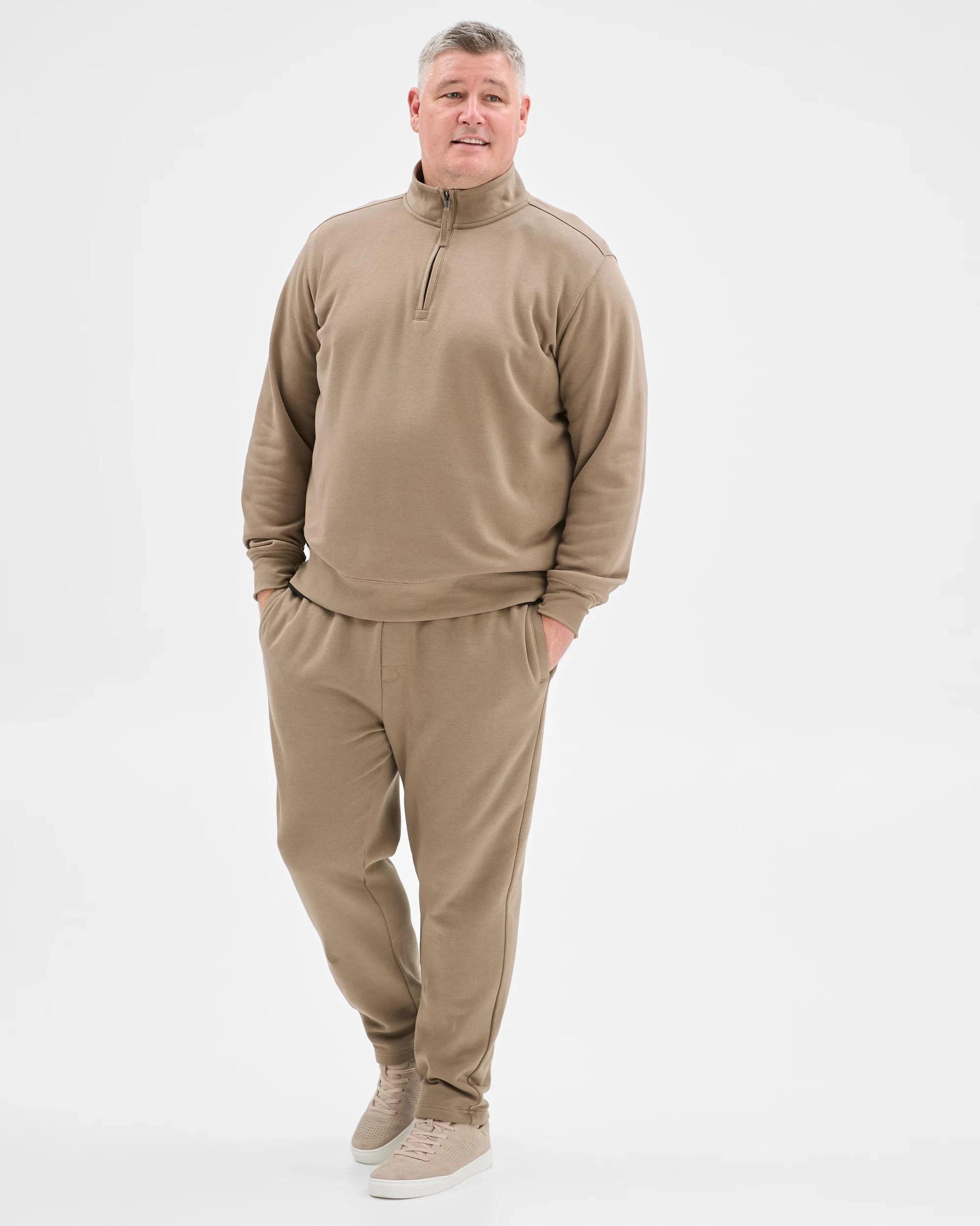 4 Target Man Plus Plus Size Australian Cotton Blend 1/2 Zip Jumper MUSHROOM, 4 of 6