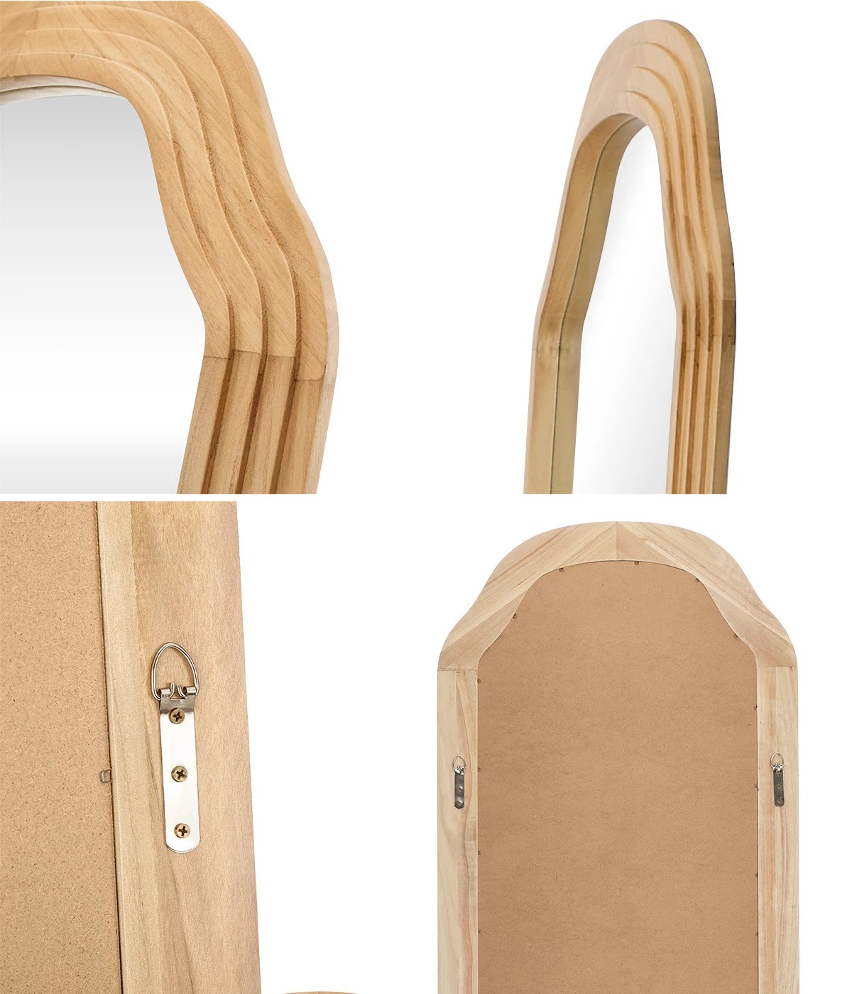 6 Oikiture Full Length Mirror Floor Makeup Mirrors 165x60cm Wood Bedroom - Natural, 6 of 10