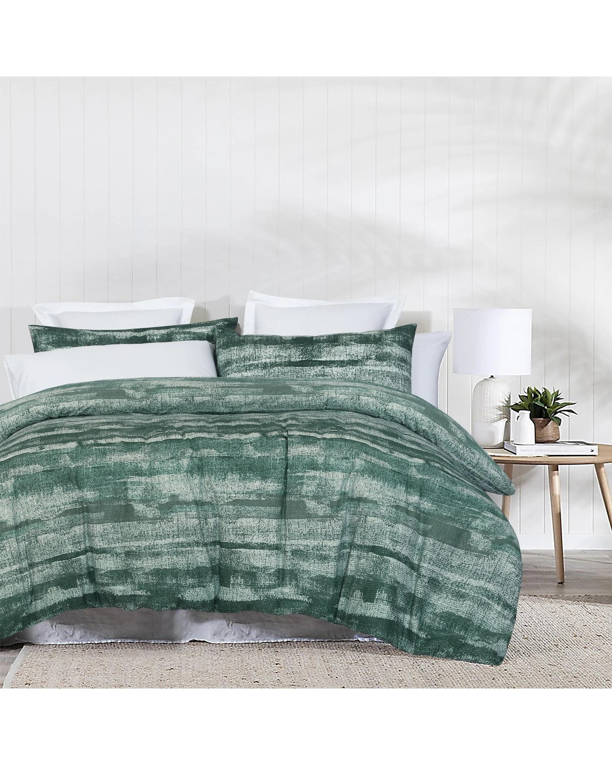 2 Amsons Pure Cotton Quilt Cover Set With Extra Standard Pillowcases - Double Bed - Green, 2 of 3