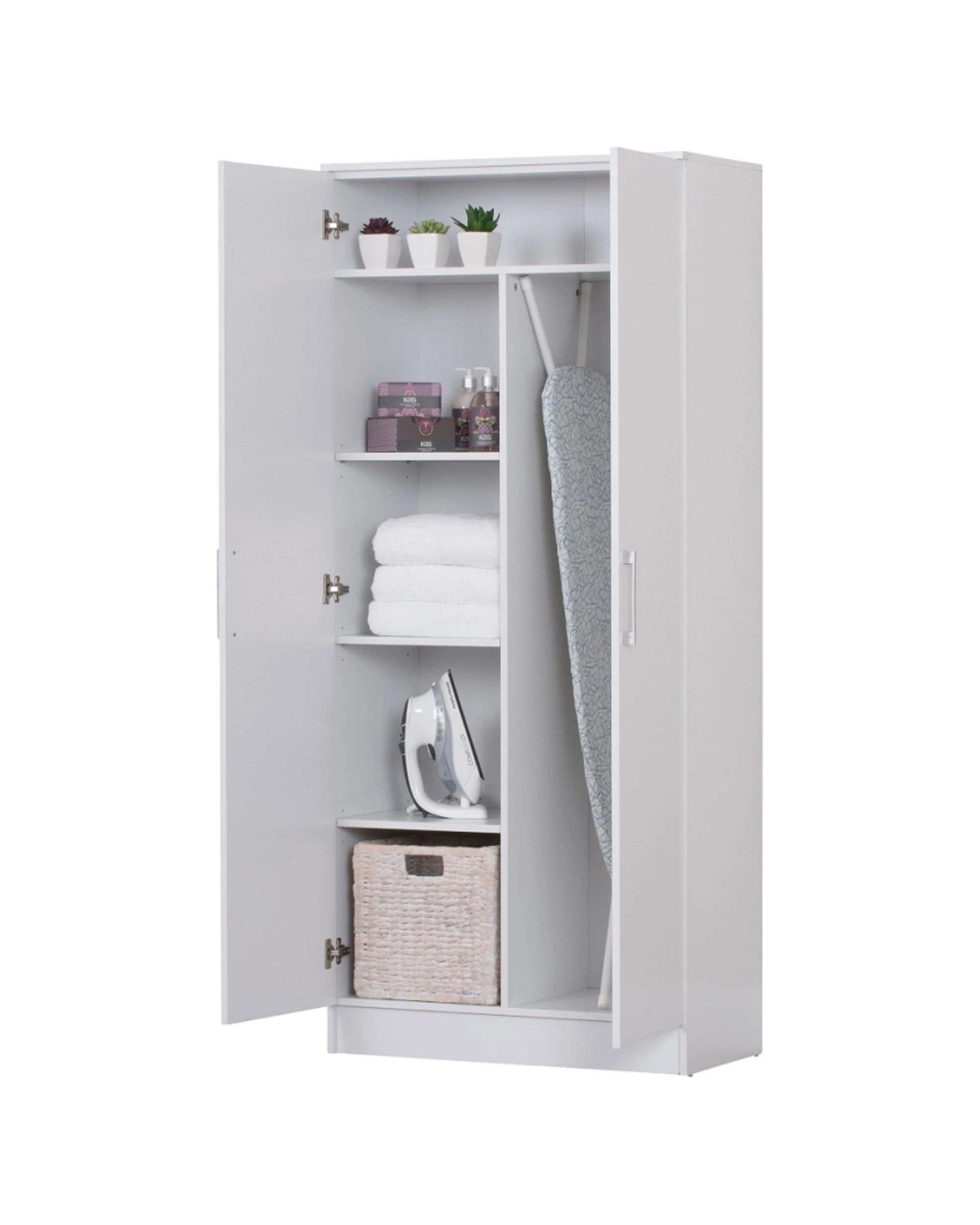 3 Alpine Bay Multipurpose Broom Cupboard 2 Door Storage Shelves Unit - White, 3 of 7