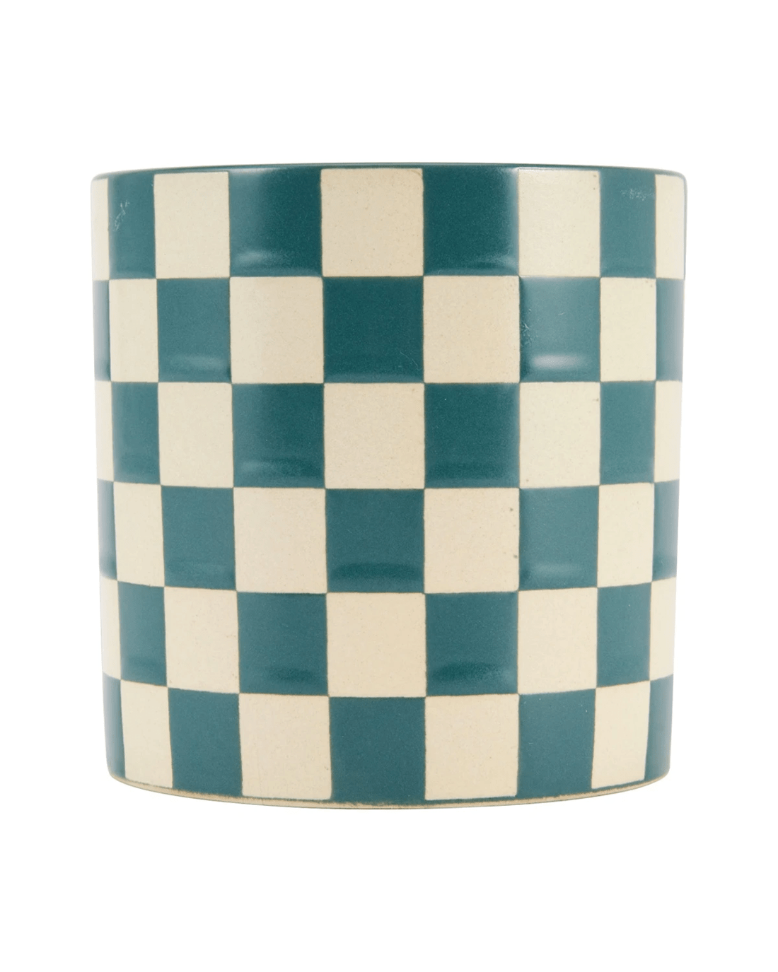 1 Green Check Ceramic Candle, 1 of 4