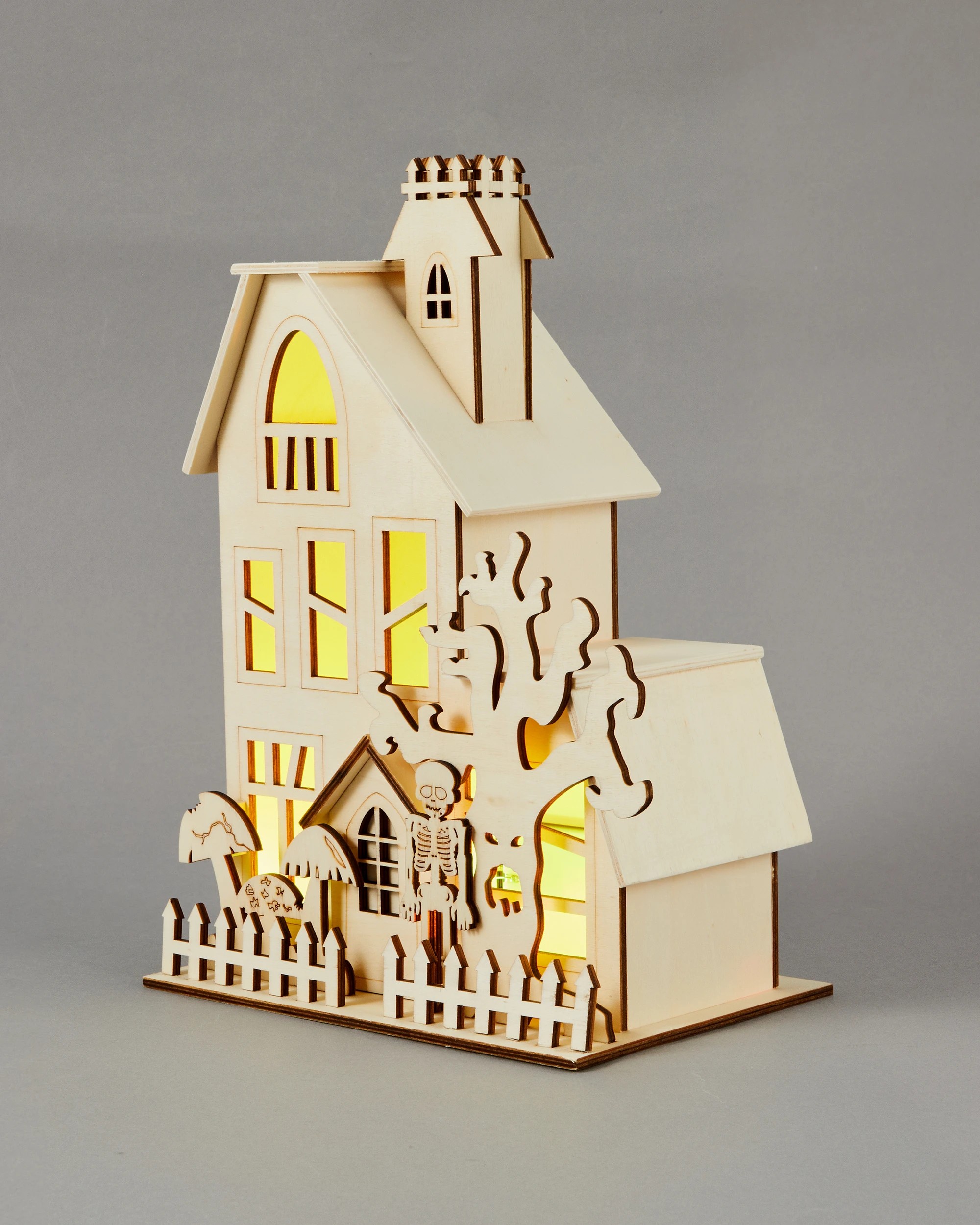 1 Halloween Craft Wood Blank - LED House, 1 of 9