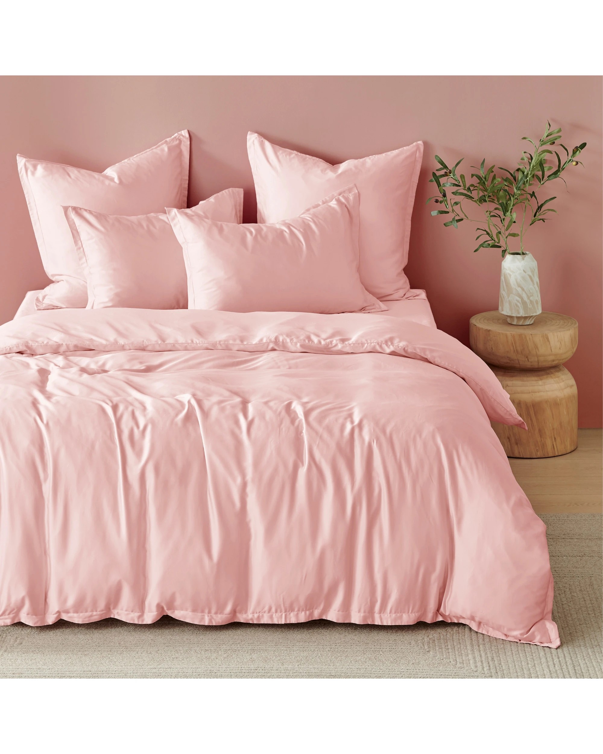 4 Natural Home 400TC 100% Bamboo Sateen Tailored European Pillowcase Twin Pack - Blush Pink, 4 of 5