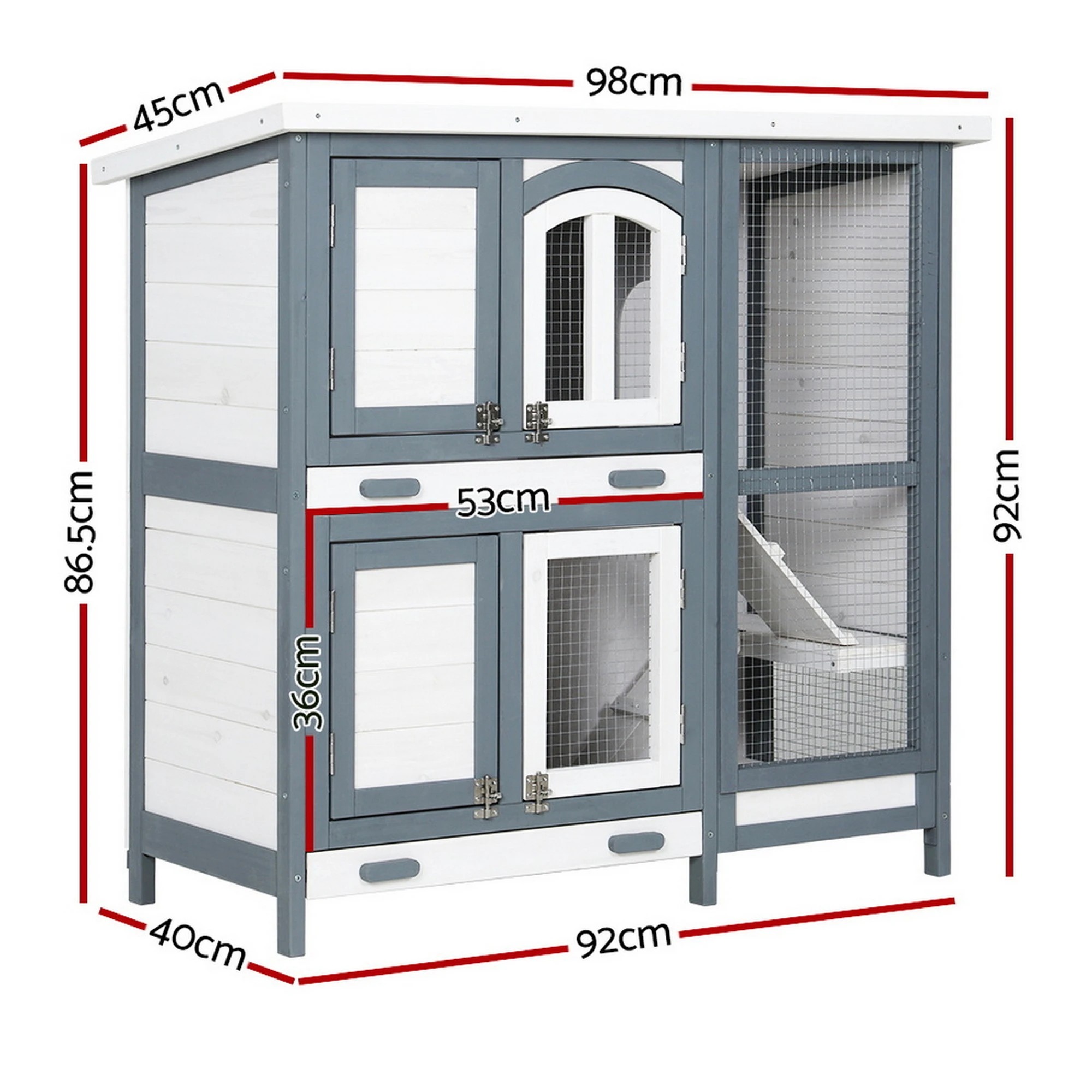 3 i.Pet Rabbit Hutch Chicken Coop Large Wooden House Run Cage - Multi, 3 of 6