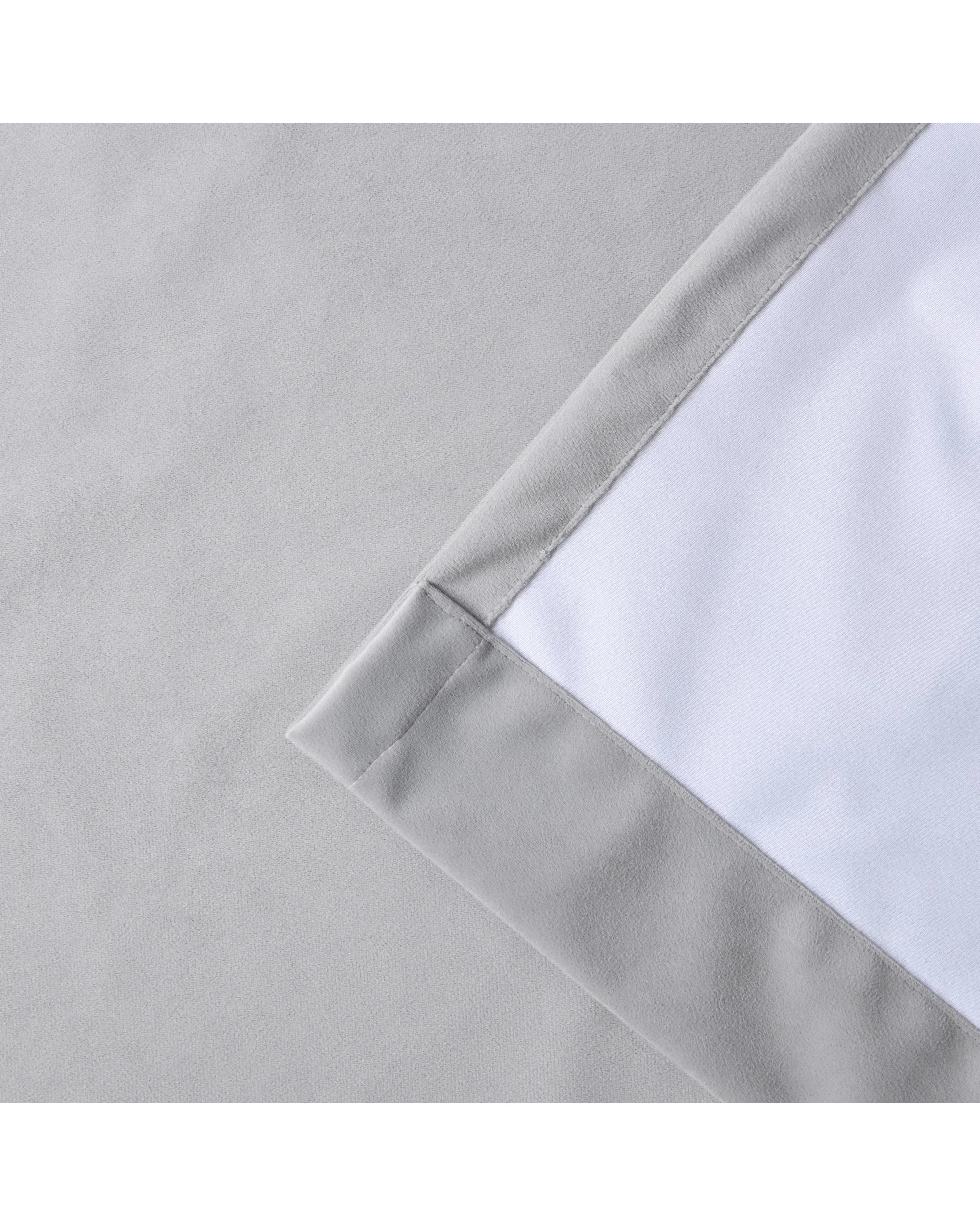 4 Cadence & Co. Byron Matte Velvet 100% Blockout Eyelet Curtain Twin Pack 225x223cm - Silver, 4 of 5