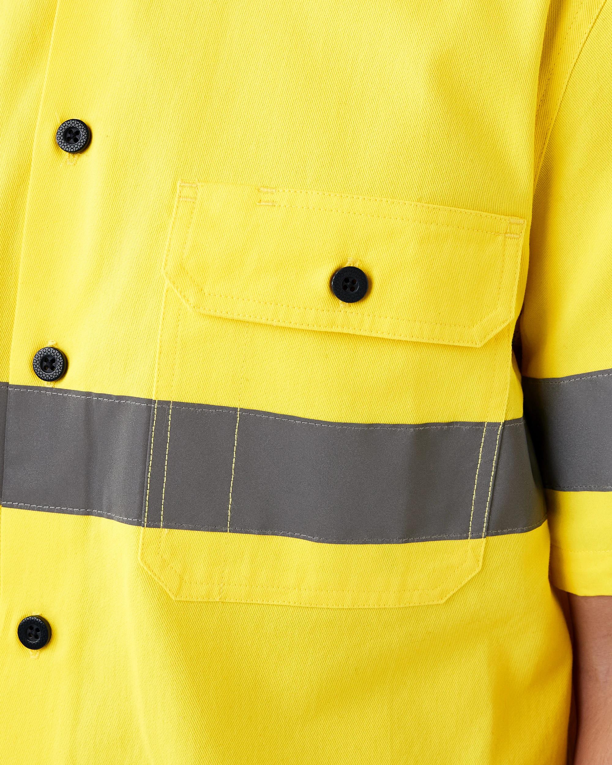 6 Workwear Hi-Visibility Short Sleeve Reflective Shirt Safety Yellow, 6 of 8