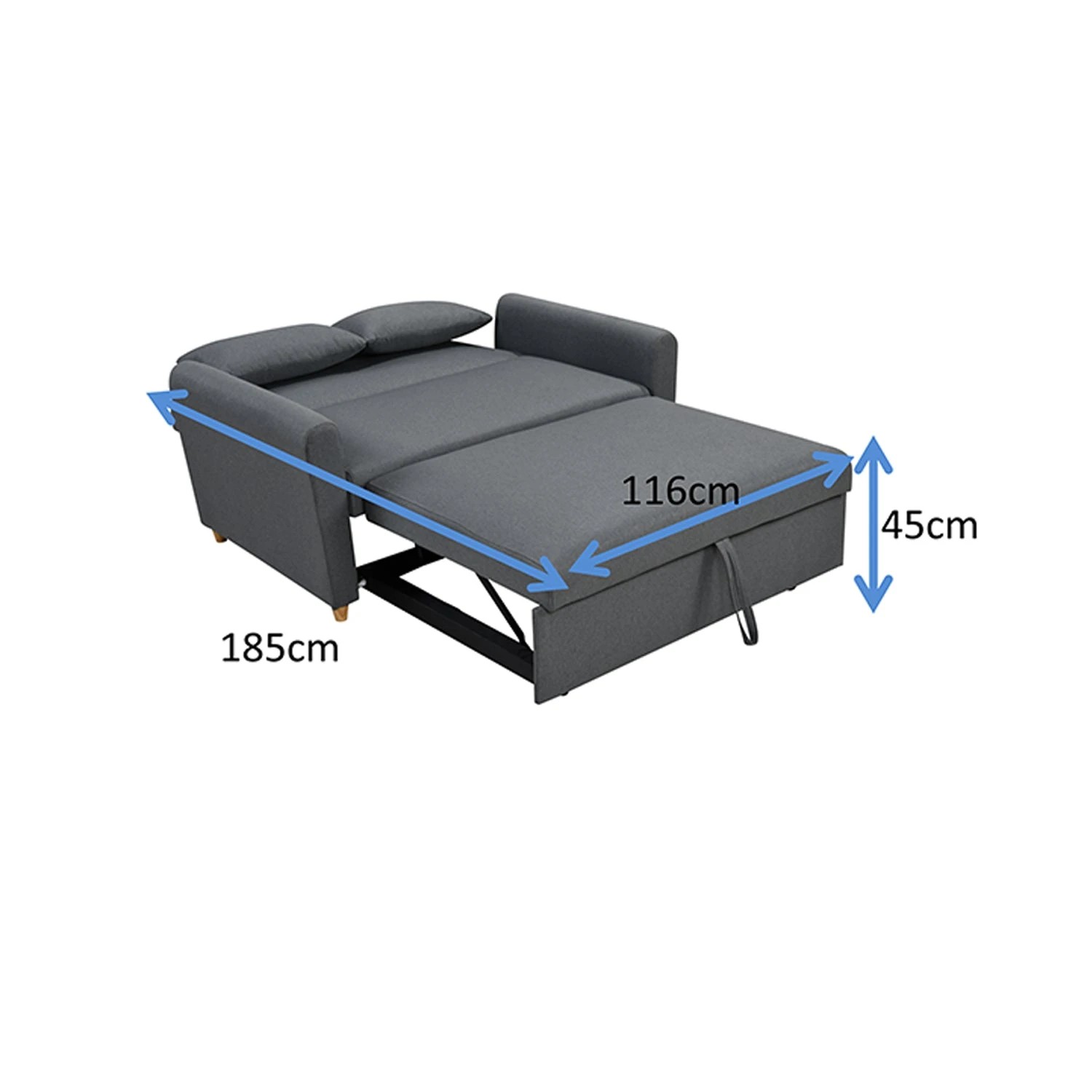 8 Foret 2-seater Pull Out Sofa Bed Lounge Adjustable Couch Furniture Grey, 8 of 8