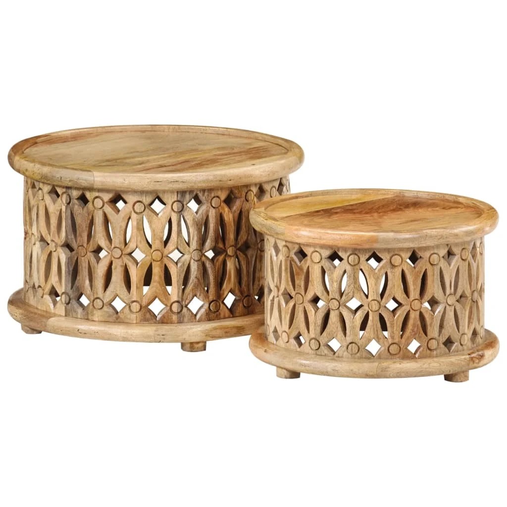 9 Vidaxl 2 Piece Coffee Table Set Solid Wood Mango - Brown, 9 of 10