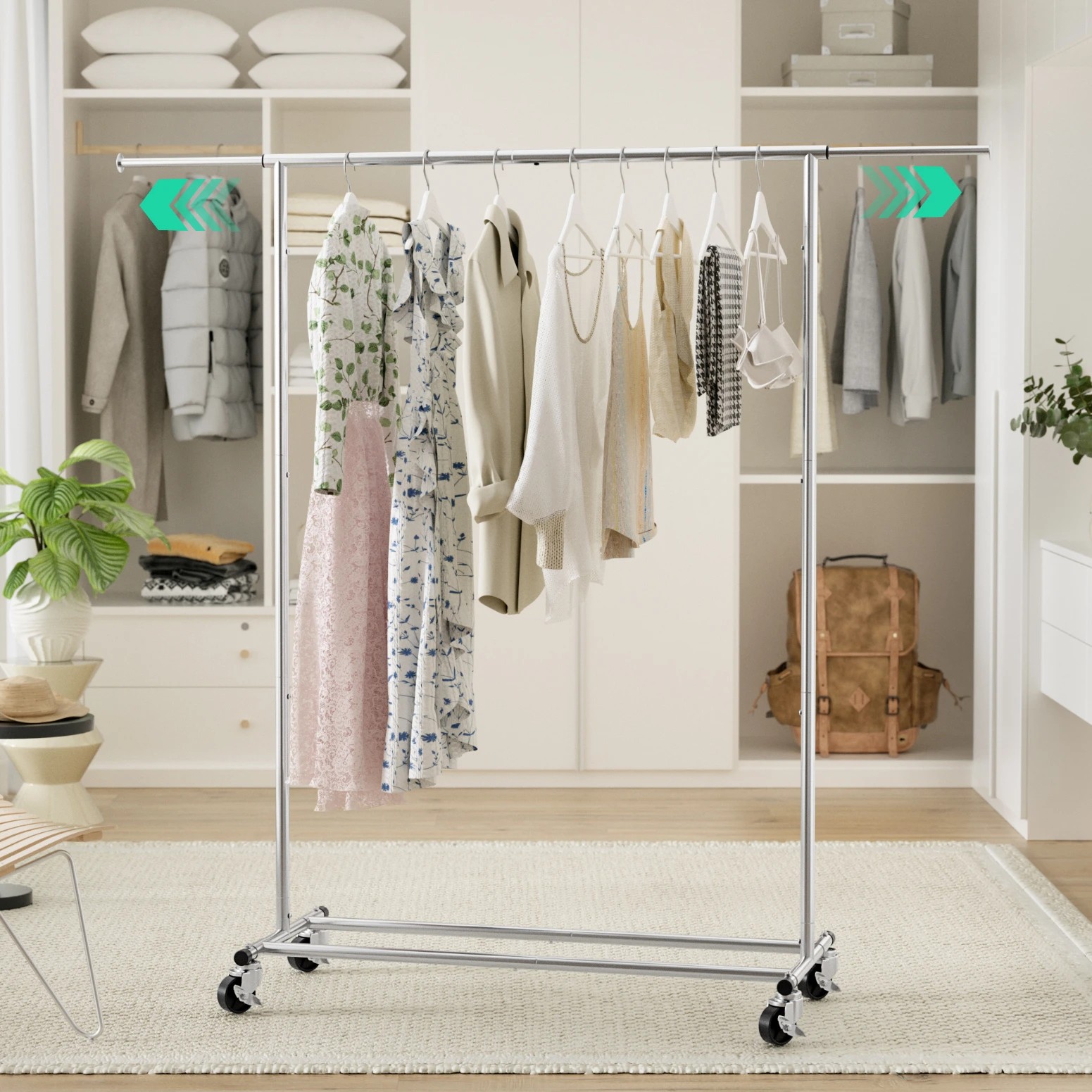 5 Artiss 2X Clothes Rack Airer Rail Coat Stand Adjustable Hanger - Silver, 5 of 7