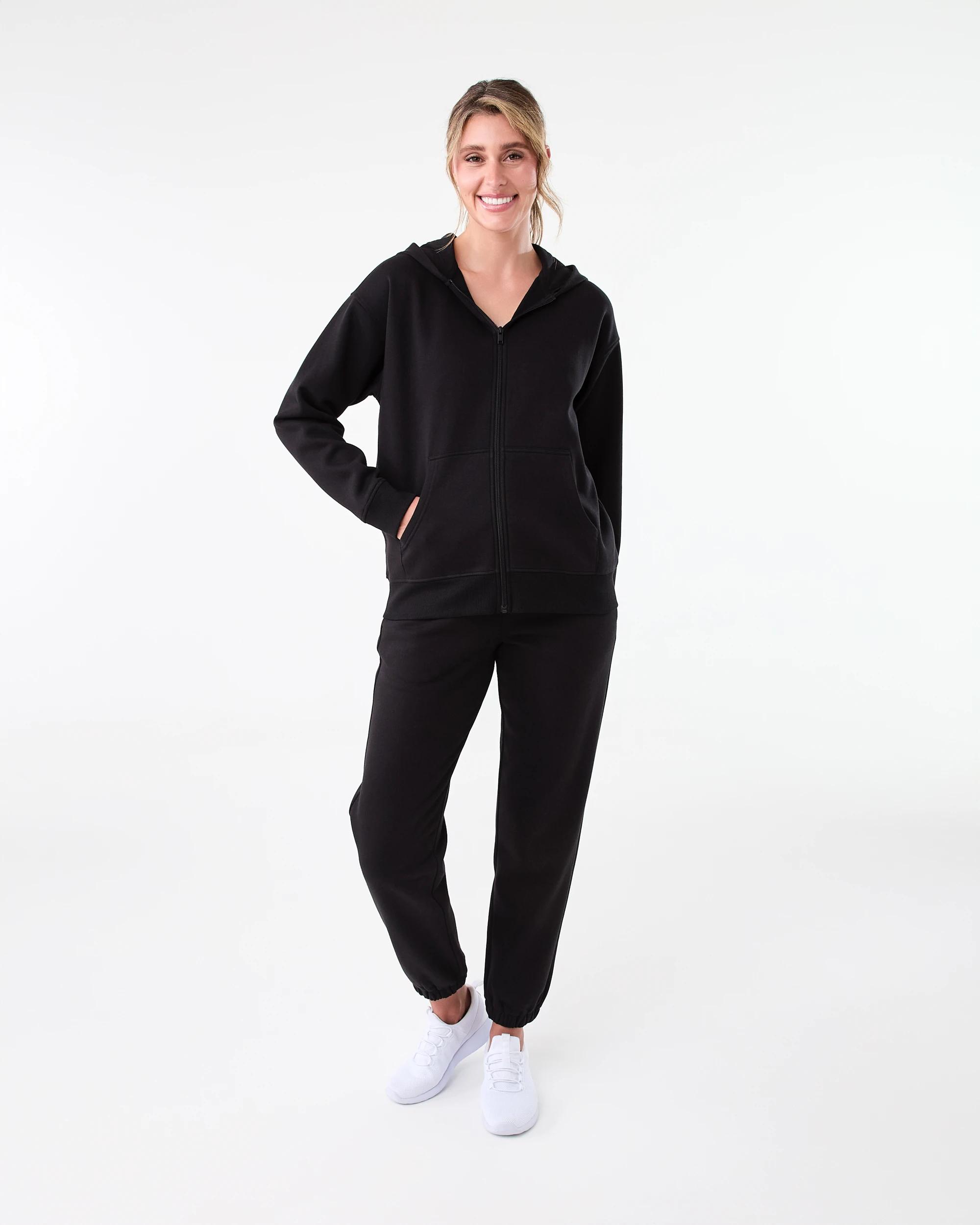 9 Active Womens Essential Zip Through Hoodie Black, 9 of 9