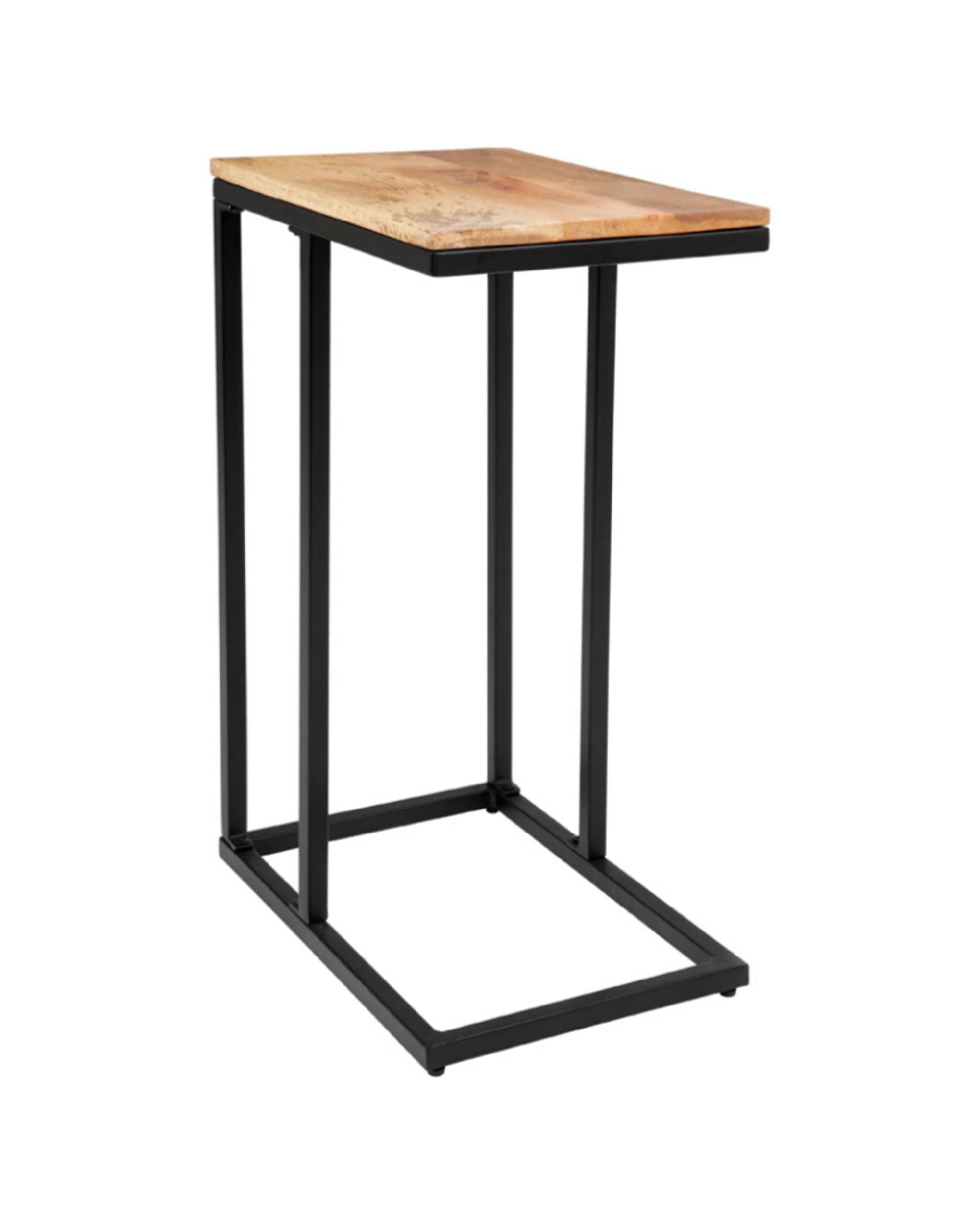 Fab Habitat Bhumi C Shaped Mango Wood Side Table With Powder Coated ...