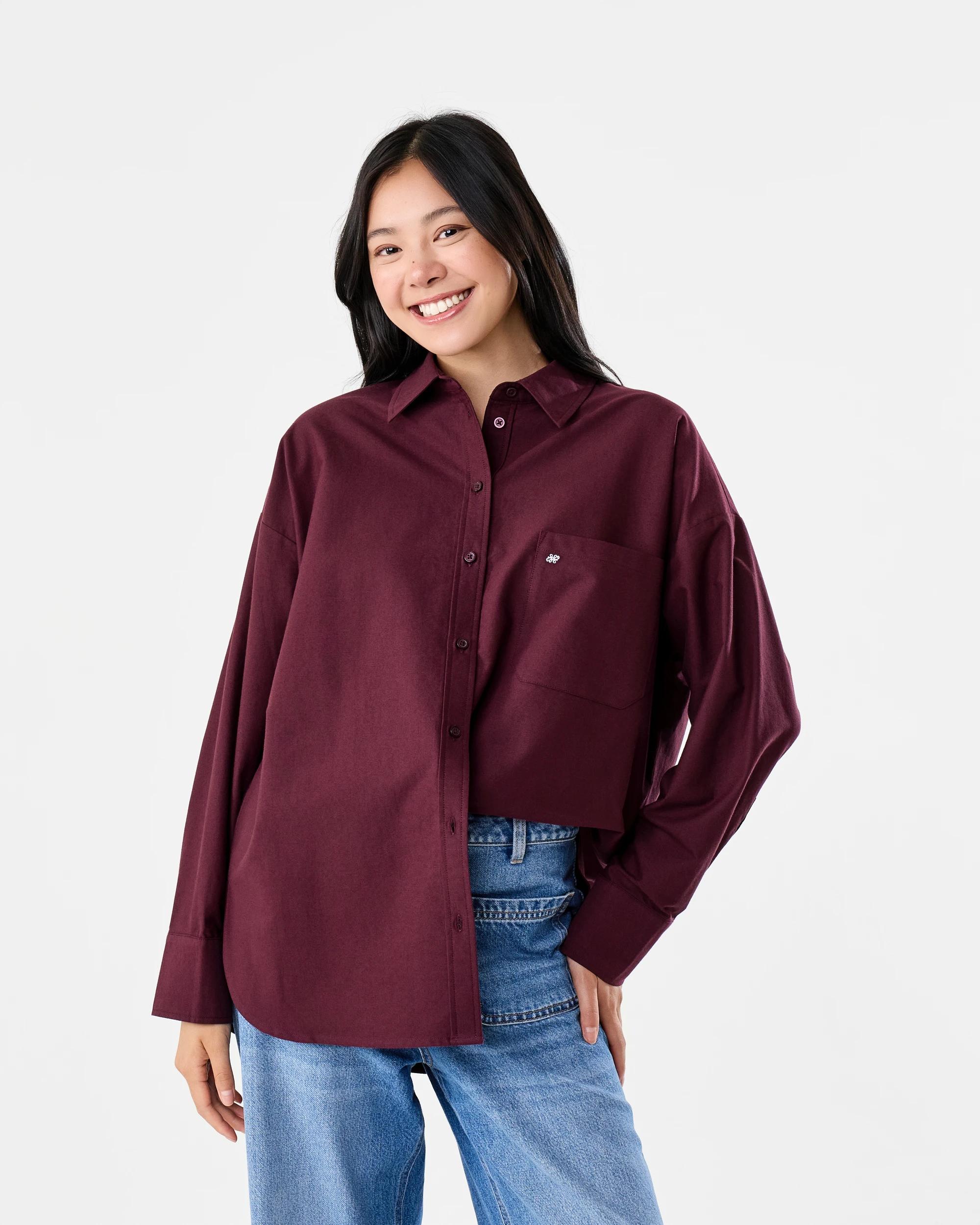 2 Long Sleeve Oxford Shirt Red Royale, 2 of 7