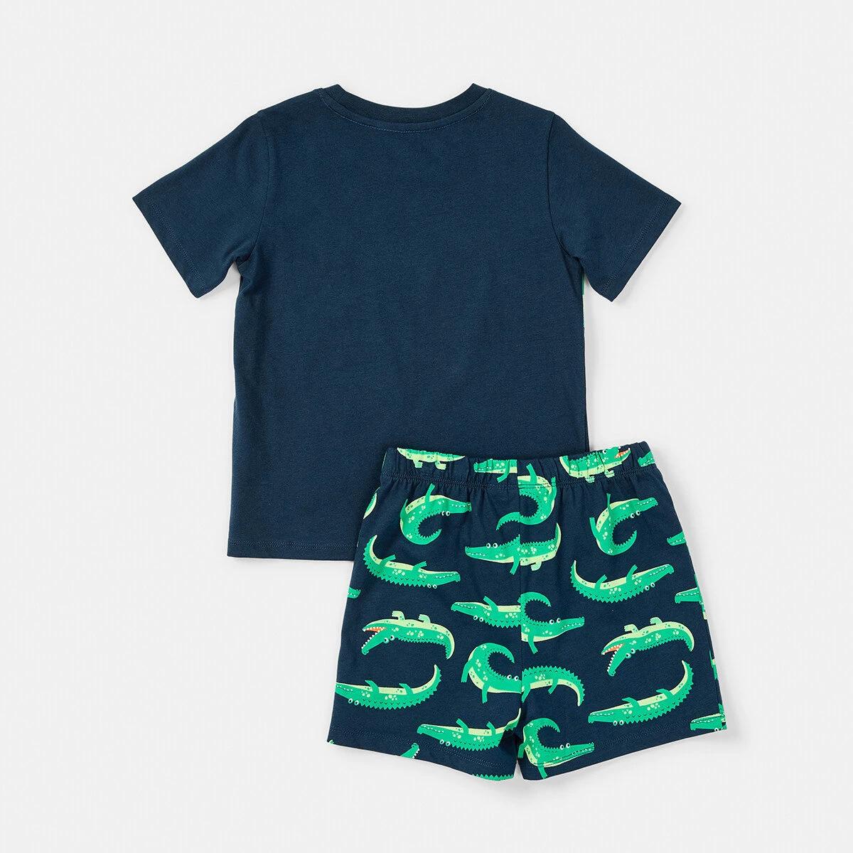 8 Short Sleeve Jersey Knit Pyjama Set Crocdrsblu, 8 of 10