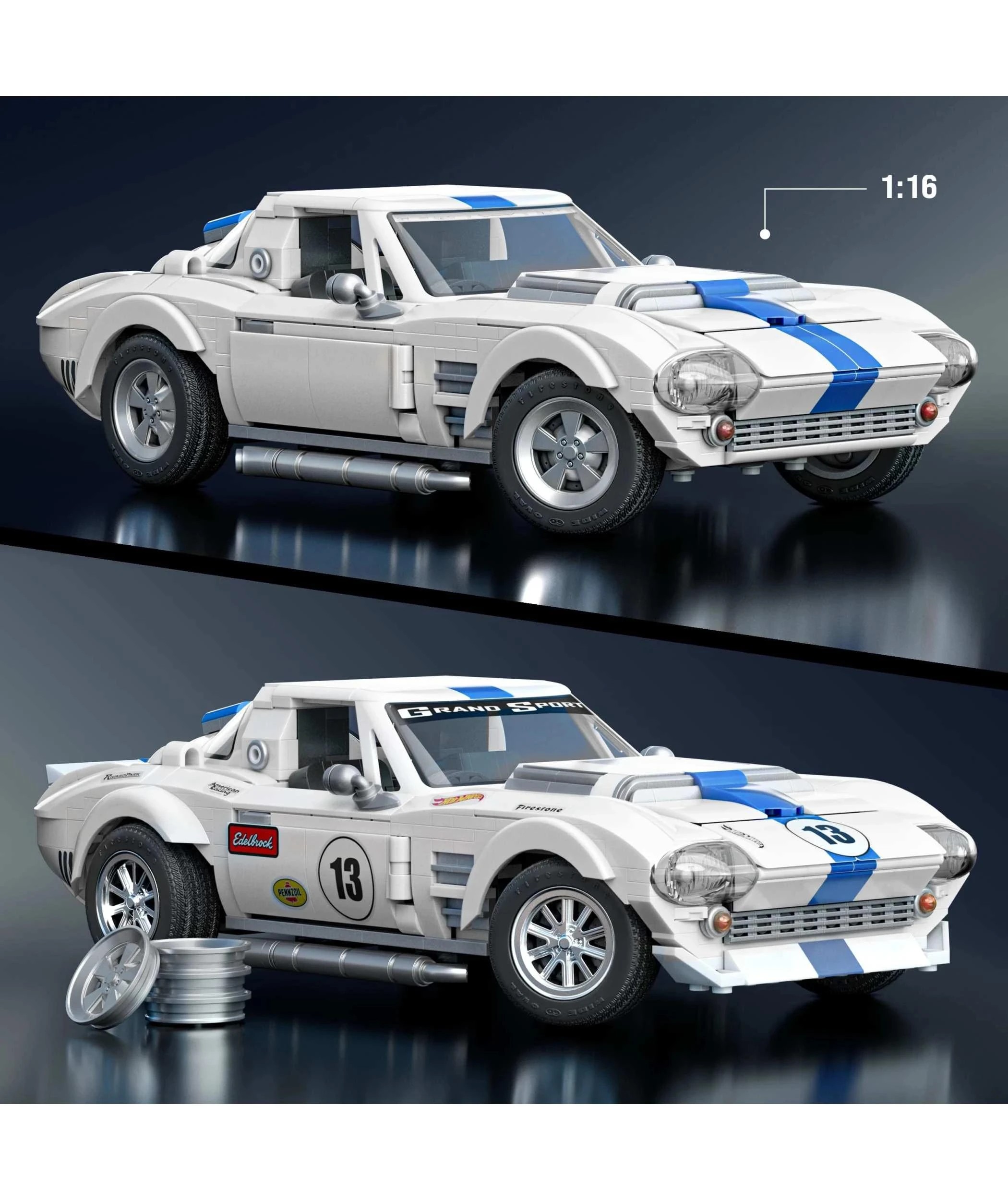 3 Mattel Brick Shop Hot Wheels Corvette Grand Sport Building Toy Kit - Multi, 3 of 6