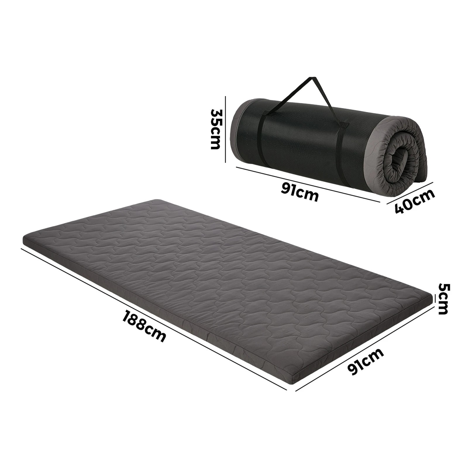 2 Bedra Bedding Roll Up Floor Mattress Camping Mat - Grey, 2 of 10