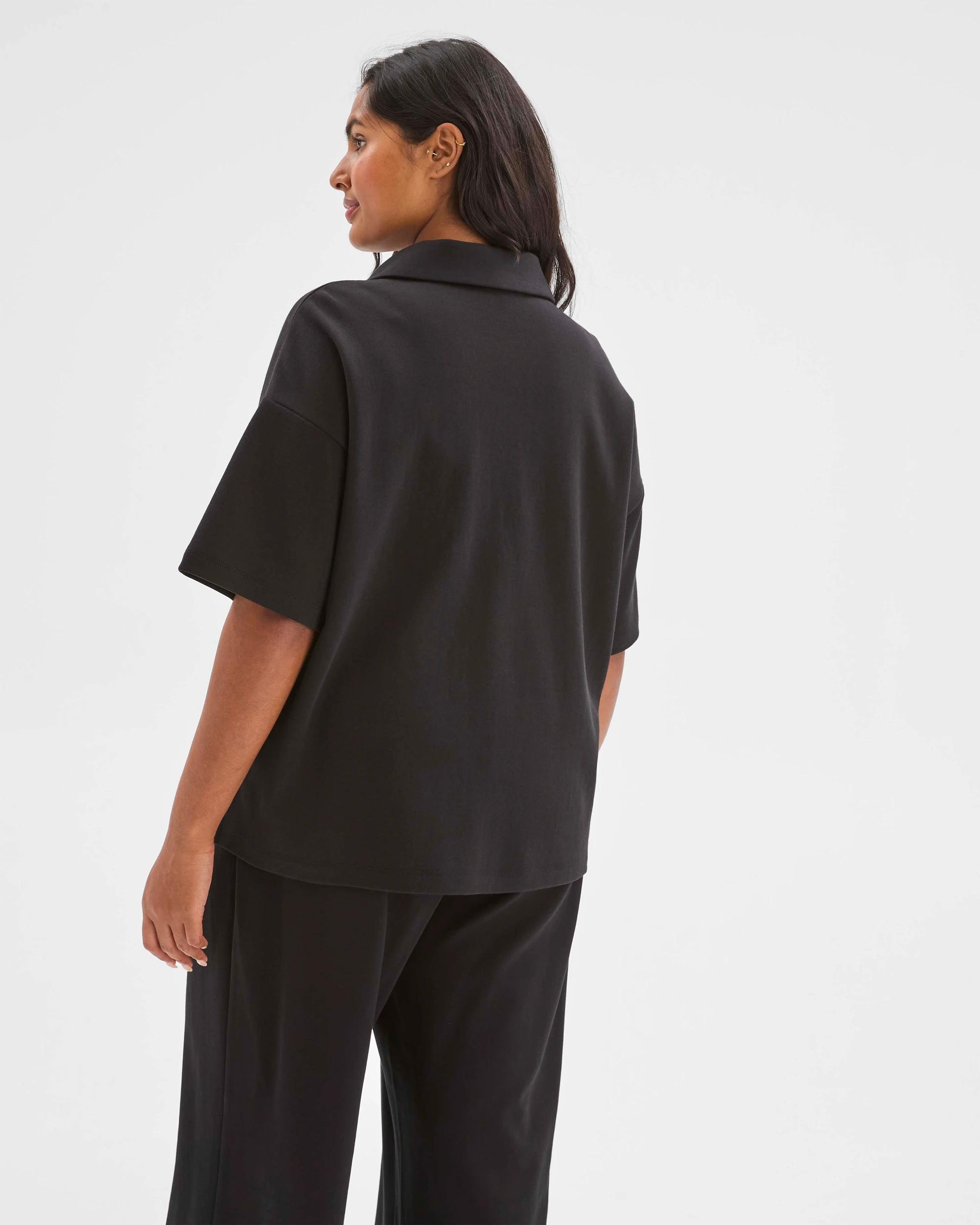 6 Target Curve Plus Size Australian Cotton Blend Polo Neck Interlock T-Shirt BLACK, 6 of 6