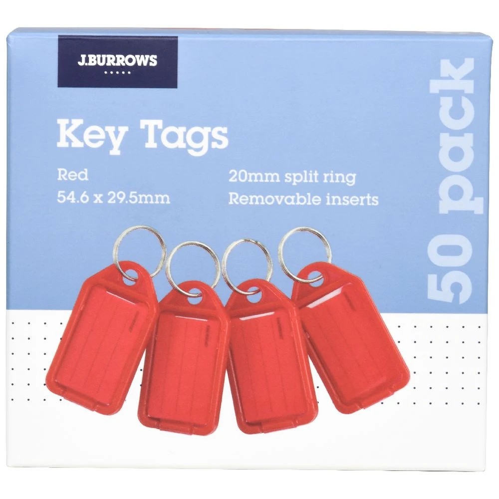 2 J.Burrows Key Tags Red 50 Pack, 2 of 2