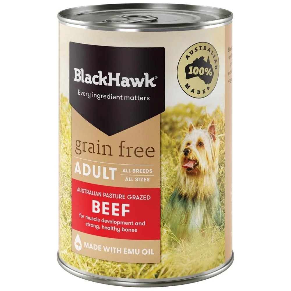 1 Black Hawk Grain Free Adult Beef Wet Dog Food 12X400g, 1 of 2