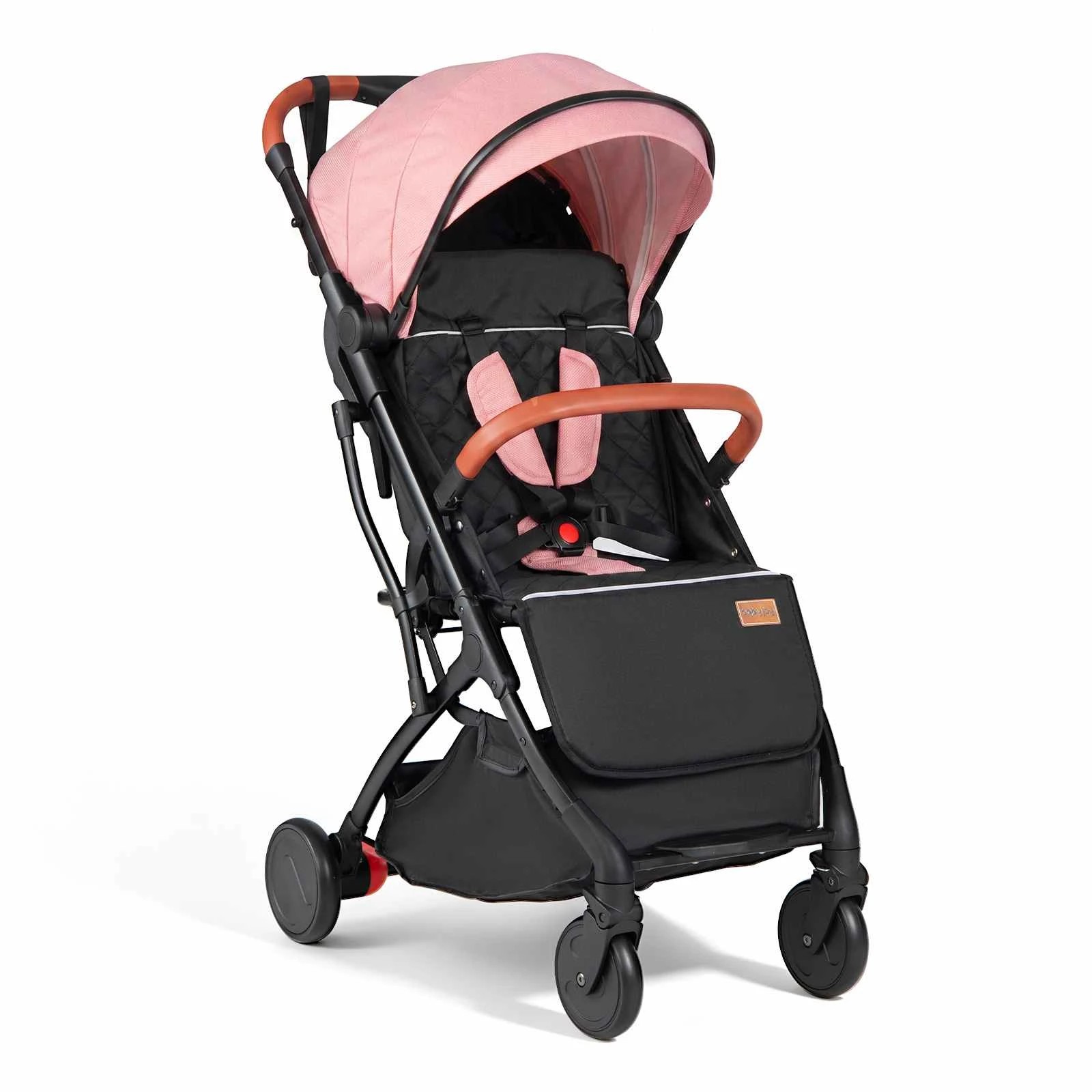 1 Costway Adjustable Baby Stroller Compact Pram One-Hand Folding - Pink, 1 of 3