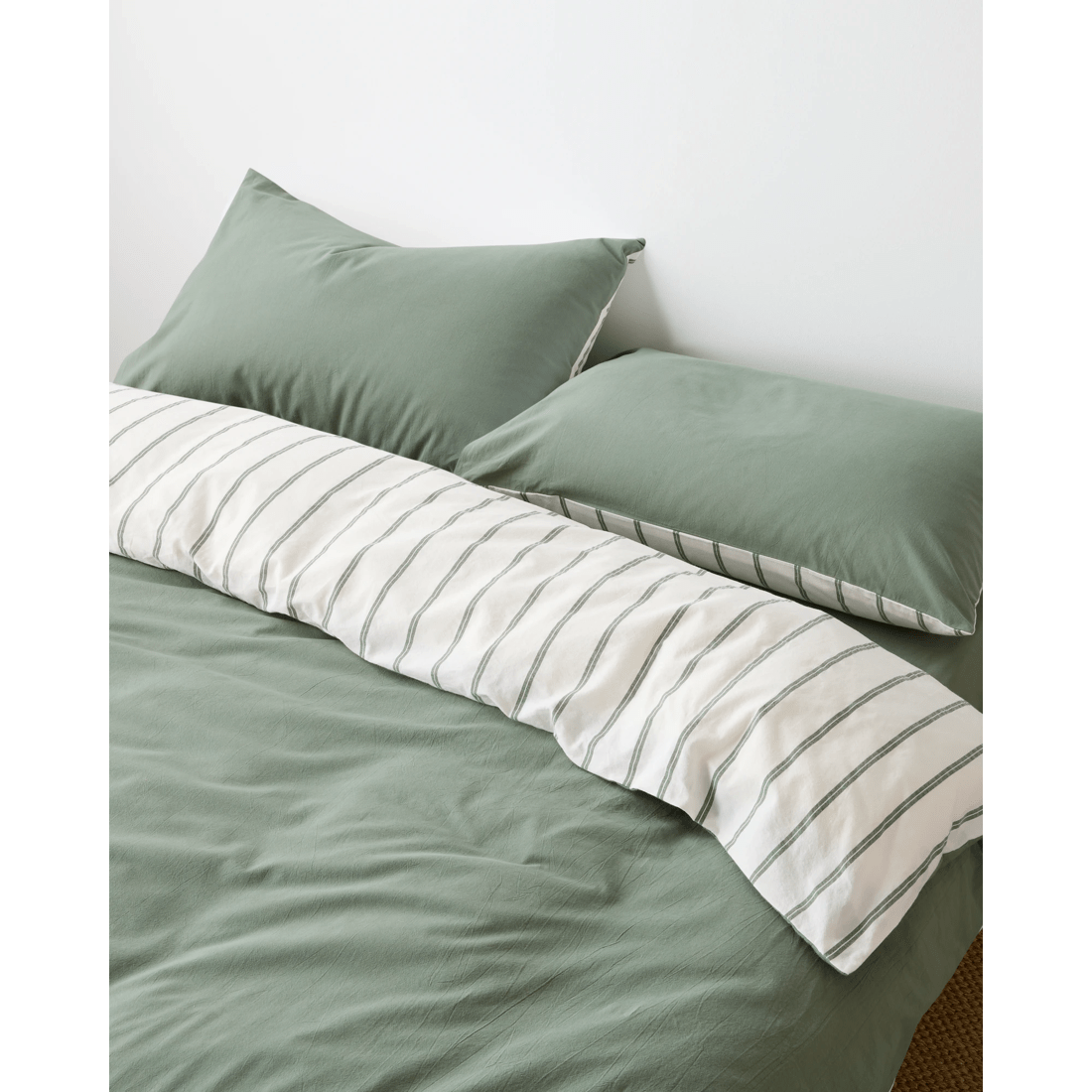 3 Arlo Stonewash Stripe Quilt Cover Set
 - King Bed
 - Green, 3 of 6