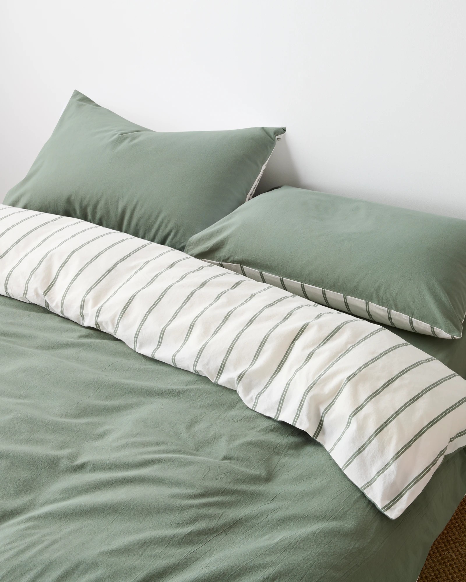 3 Arlo Stonewash Stripe Quilt Cover Set
 - King Bed
 - Green, 3 of 6