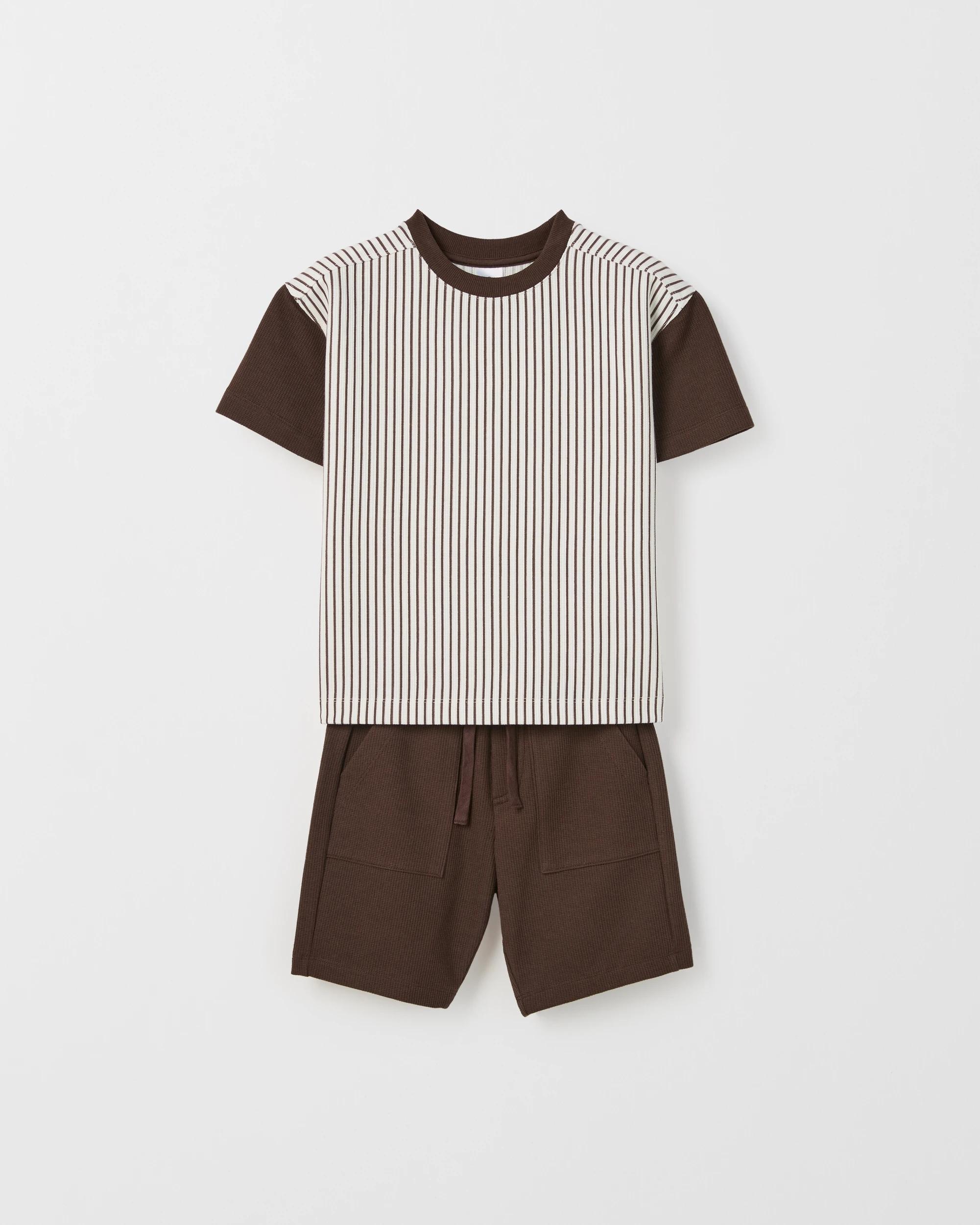 5 Target Kids Waffle T-Shirt and Shorts 2 Piece Set BROWN, 5 of 6