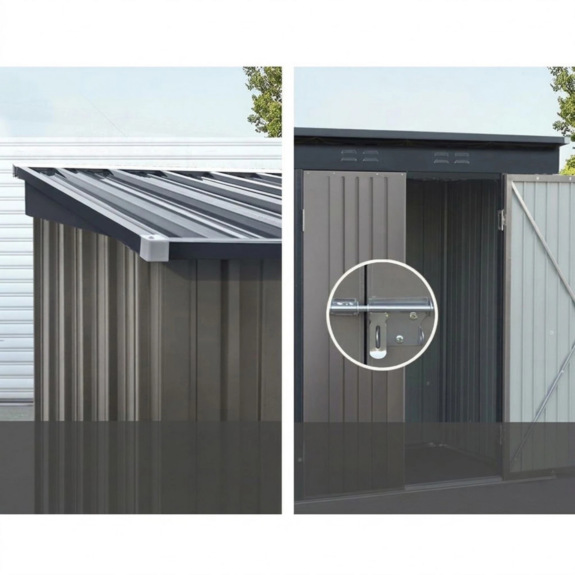 6 Giantz Garden Shed Outdoor Storage Tool Metal Workshop Shelter Doors - Brown, 6 of 7