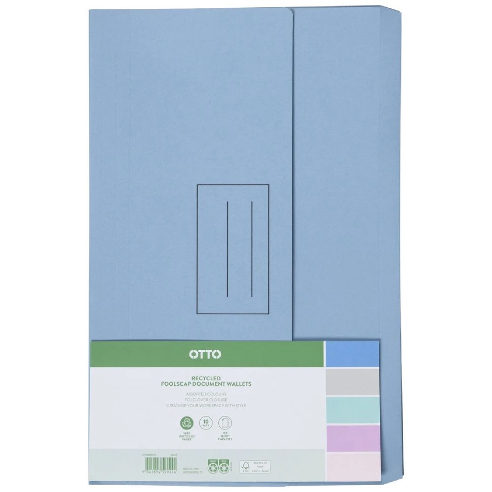 1 Otto Manila Document Wallets Foolscap 10 Pack, 1 of 4