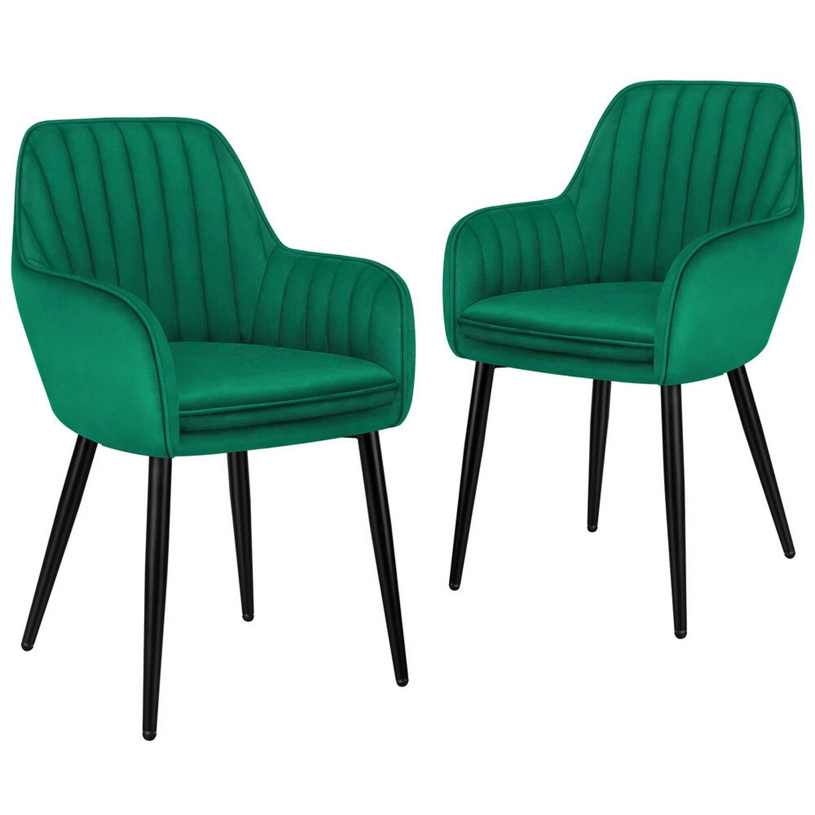 1 Alfordson 2x Dining Chair Armchair Kitchen Lounge Padded Seat Sofa Velvet - Green, 1 of 10