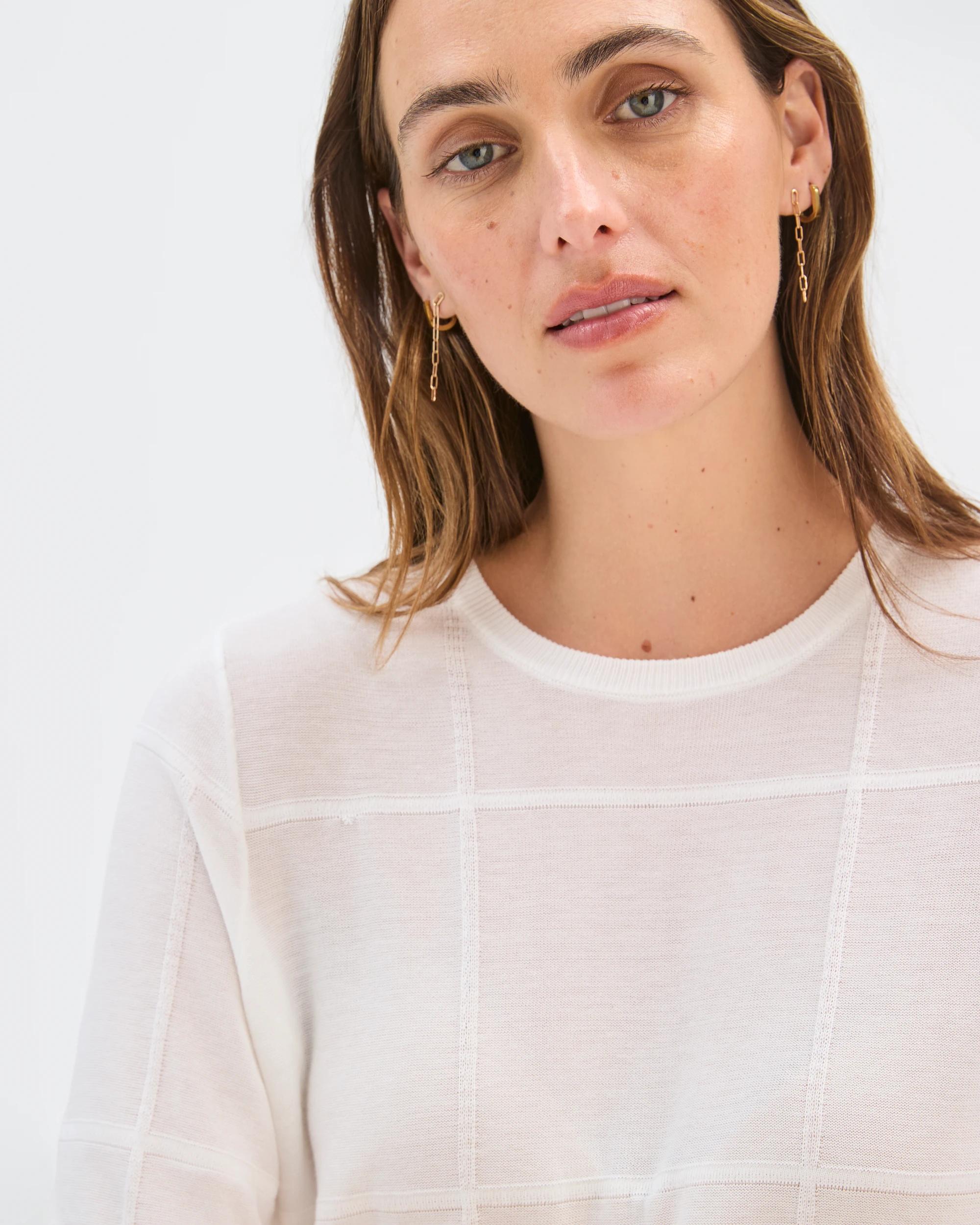 6 Preview Windowpane Knit Jumper CLOUD DANCER, 6 of 7