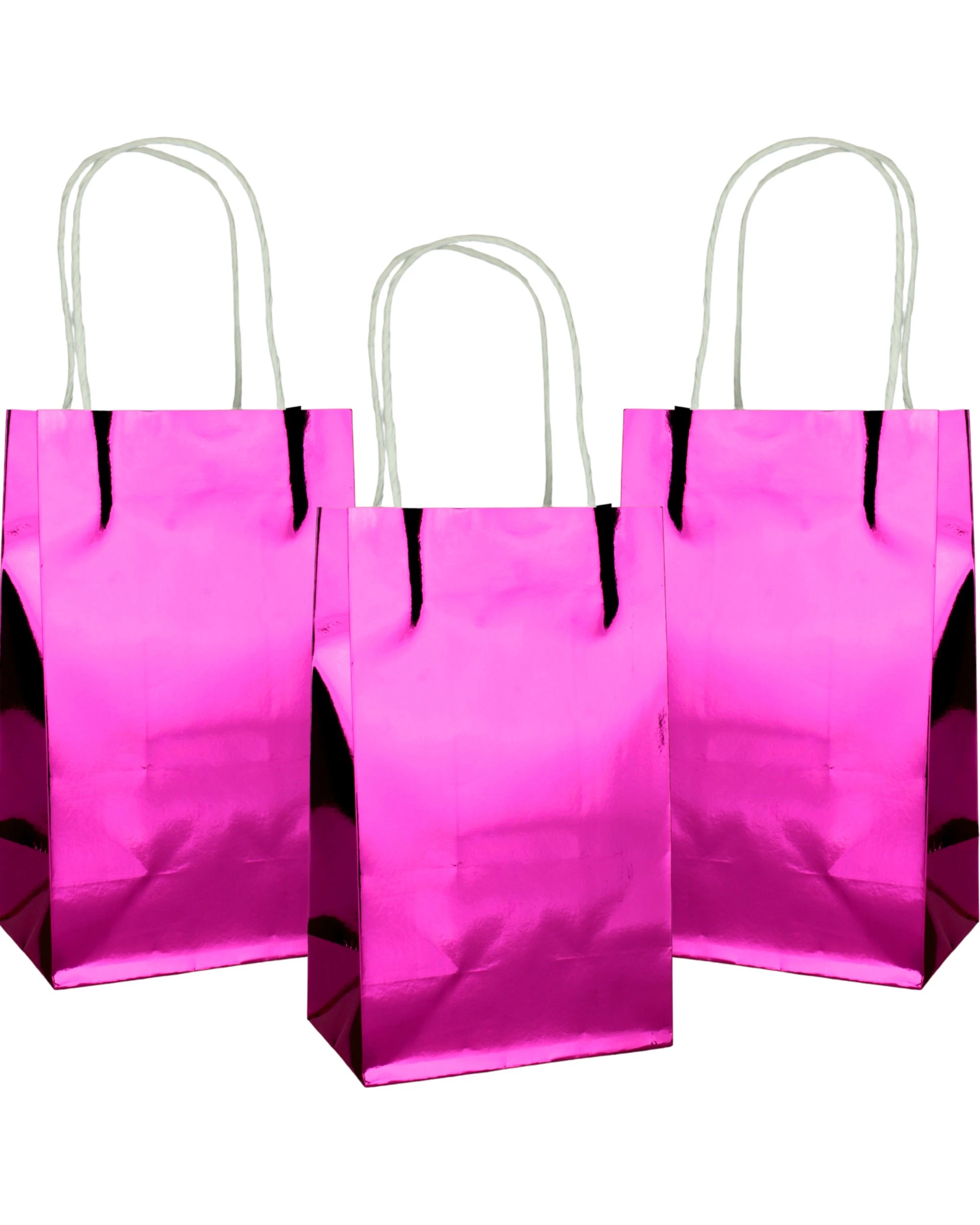 1 Eco Occasions Metallic Hot Pink Paper Gift Bags 21.5cm Pack of 5 - Pink, 1 of 3
