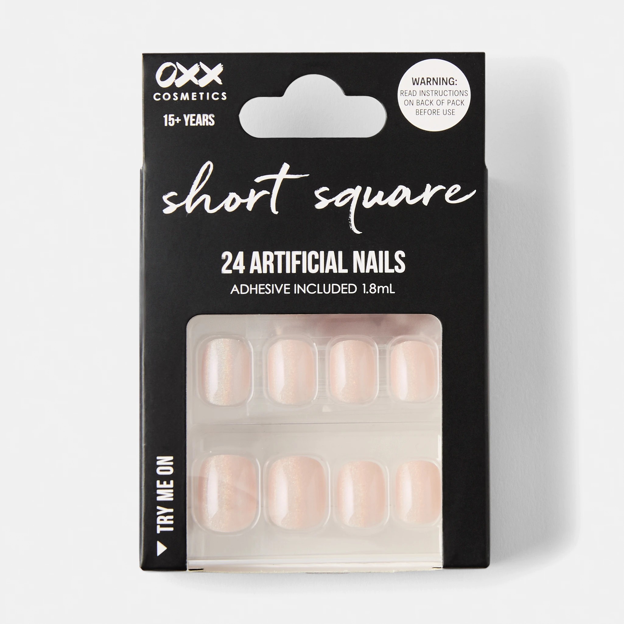 1 OXX Cosmetics 24 Pack Artificial Nails with Adhesive - Short Square Shape, Pearl Glazed, 1 of 5