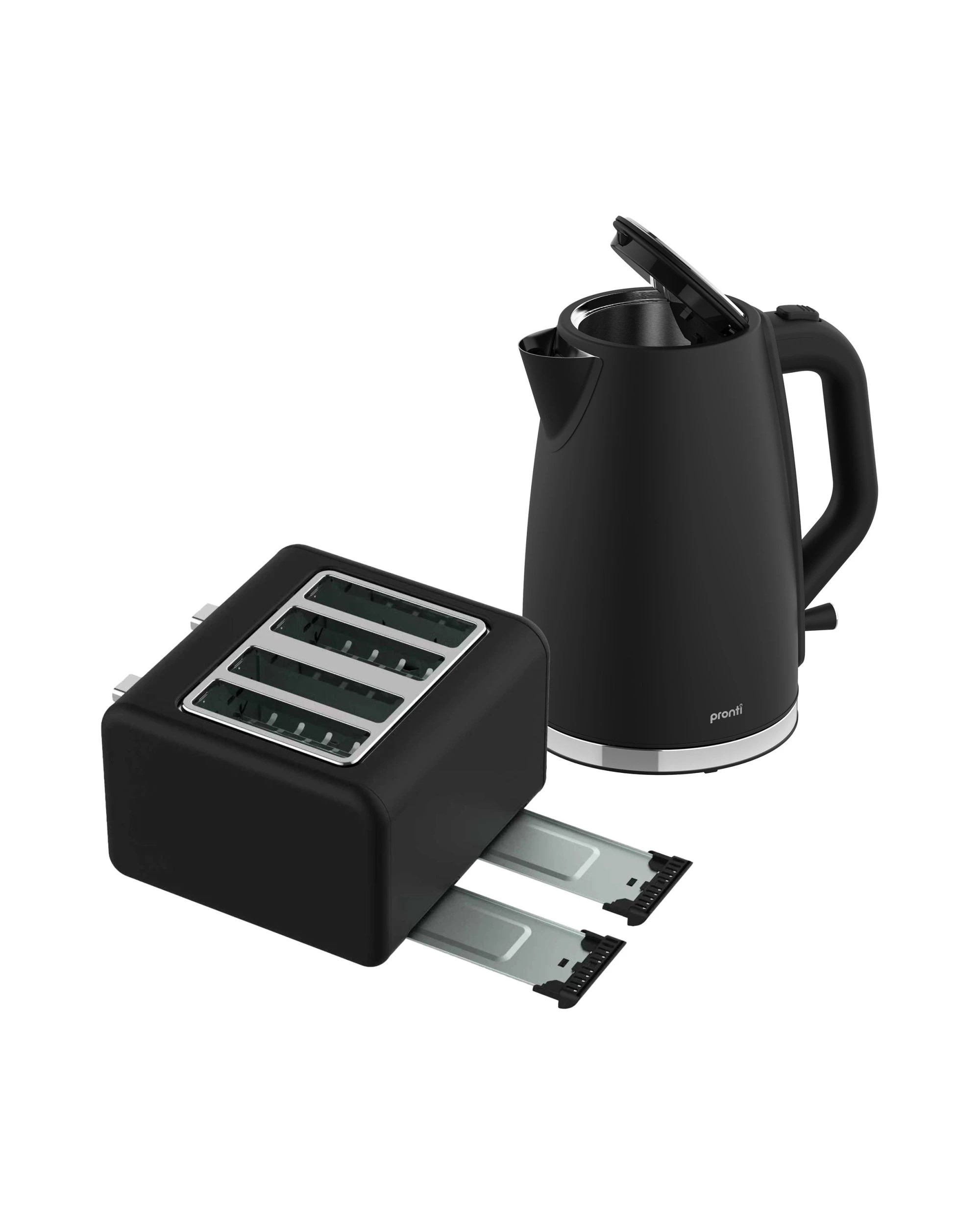 8 Pronti Silver Noir Collection 4 Slice Toaster and Kettle Bundle, 8 of 8