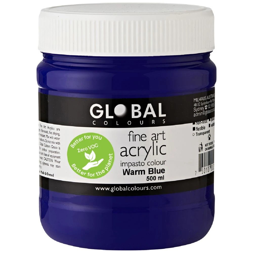 1 Global Colours Acrylic Paint Zero VOC 500mL Warm Blue, 1 of 2