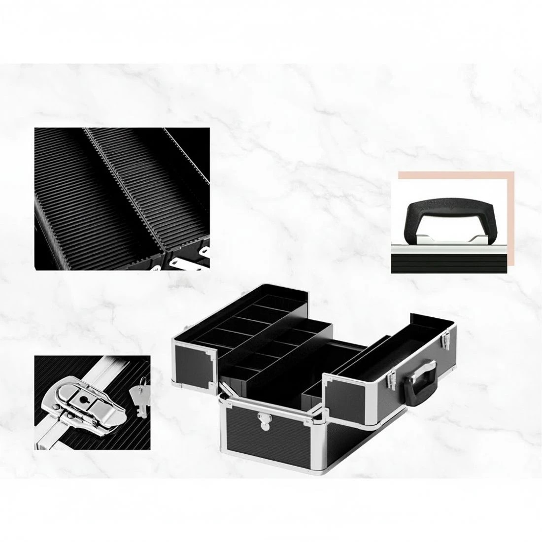 4 Embellir Beauty Case Makeup Travel Bag Large Organiser Carry Storage PortableBox - Multi, 4 of 8