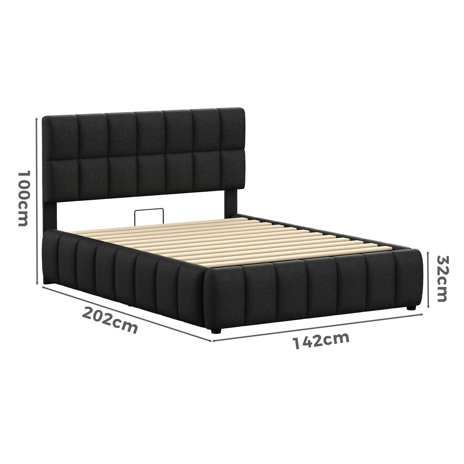 3 Alfordson Bed Frame Double Size Grid Tufted Gas Lift Storage Gromit - Charcoal, 3 of 10