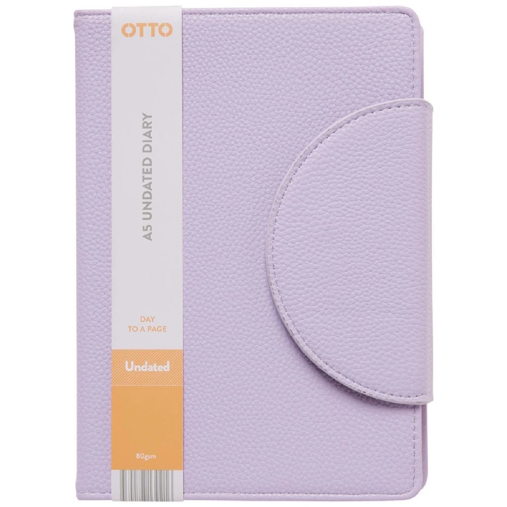 2 Otto A5 Day to Page Magnetic Closure Undated Diary Lilac, 2 of 6