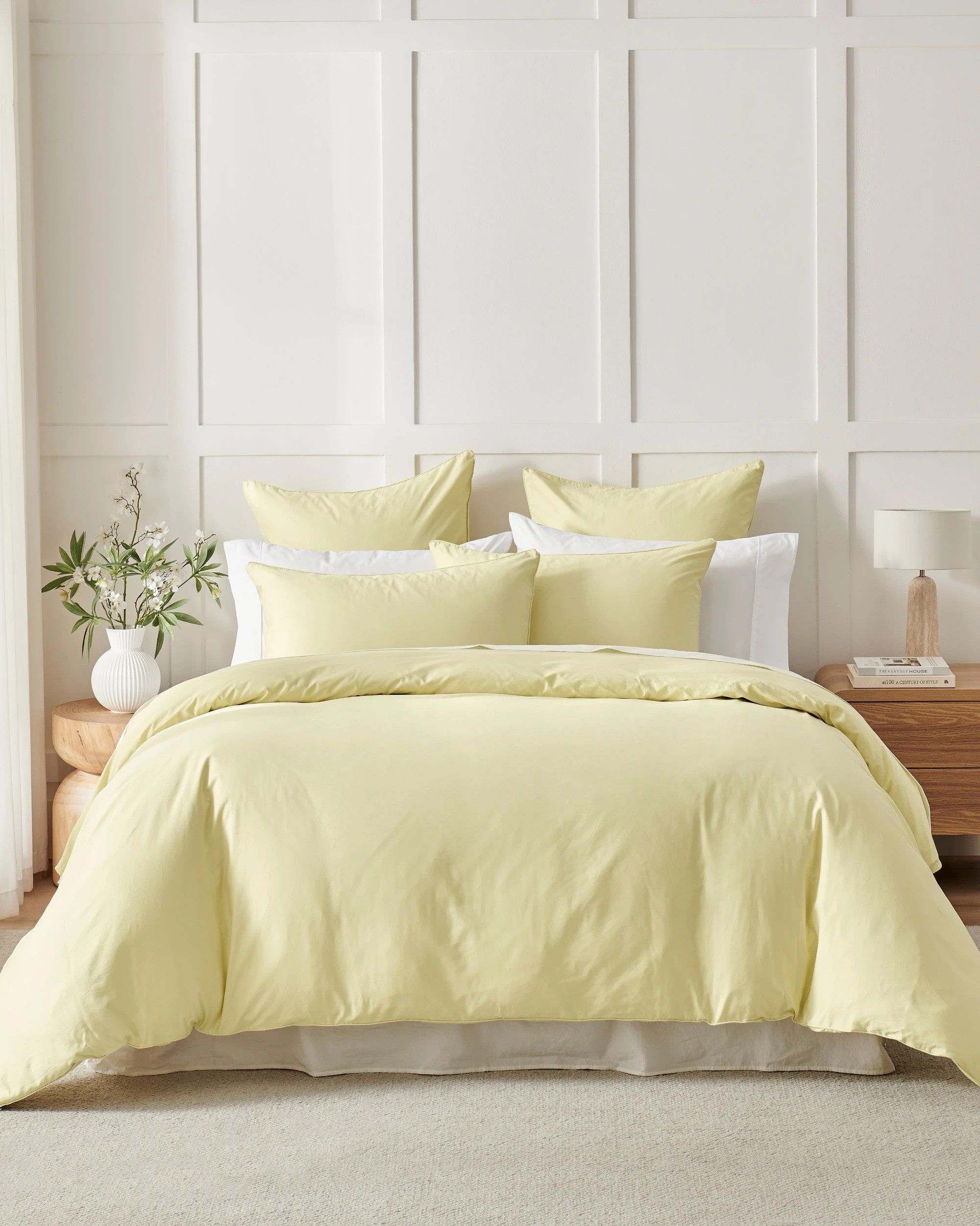 8 Dreamaker 400TC Premium Cotton Sateen Piped Quilt Cover Set - King Single Bed - Citron, 8 of 10