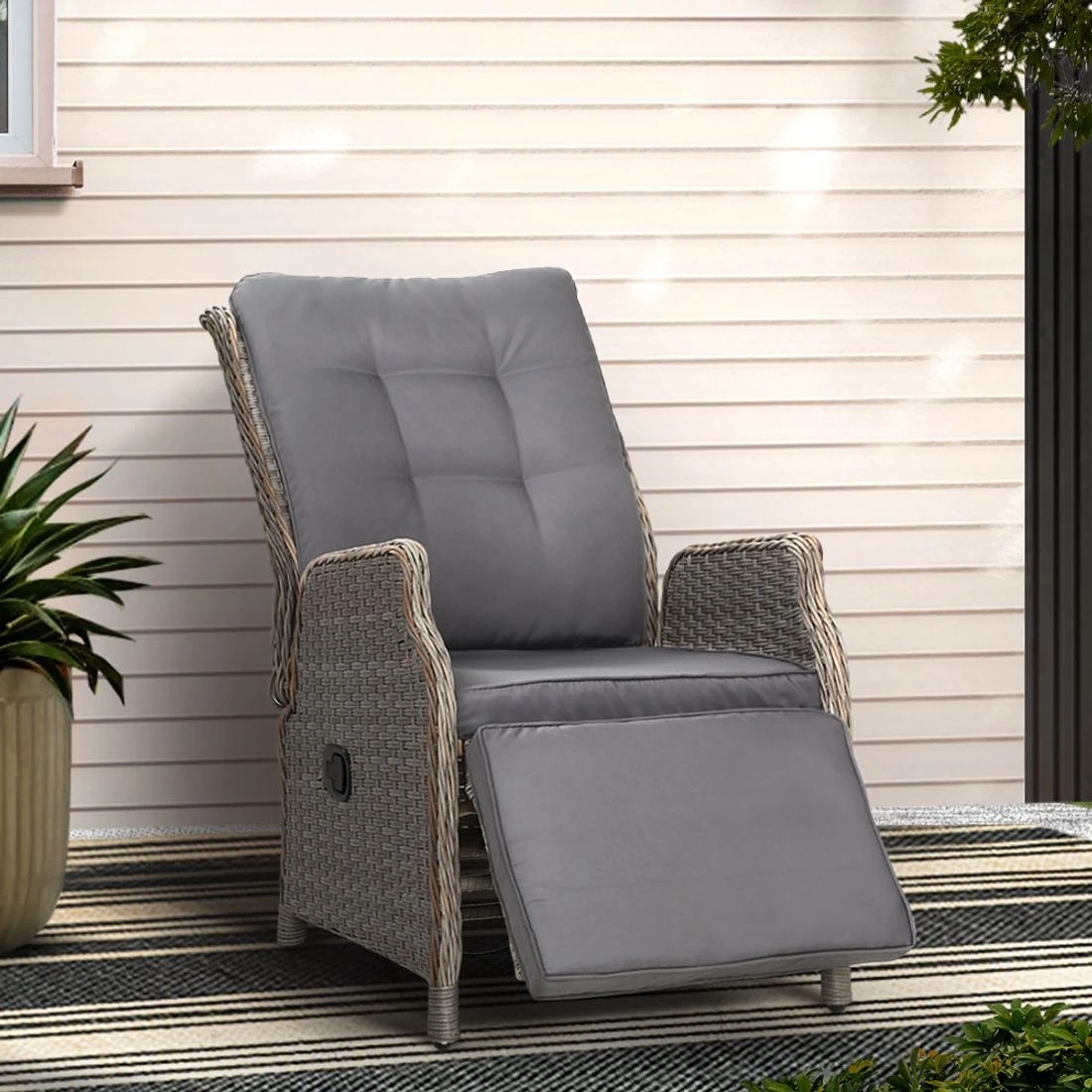3 Gardeon Recliner Chairs - Grey, 3 of 5