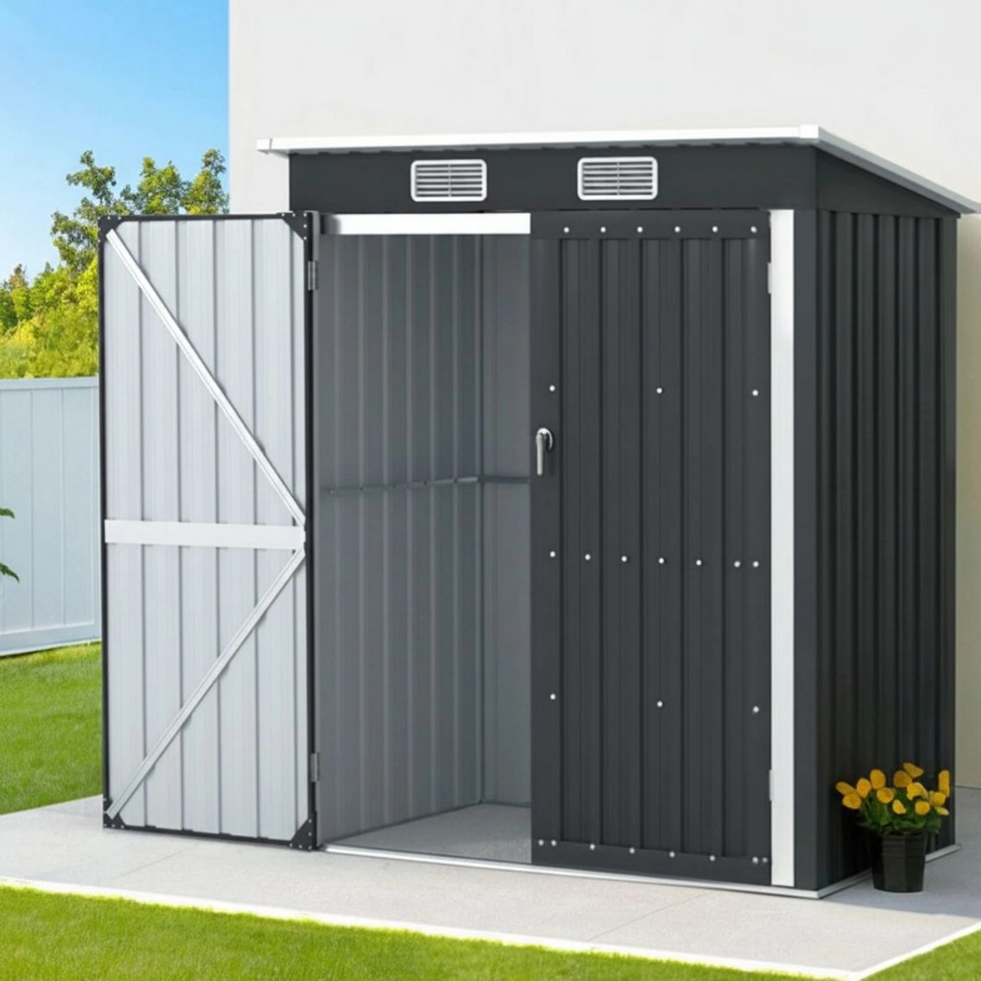 2 Giantz Garden Shed Outdoor Storage Tool Workshop House Shelter - Grey, 2 of 7
