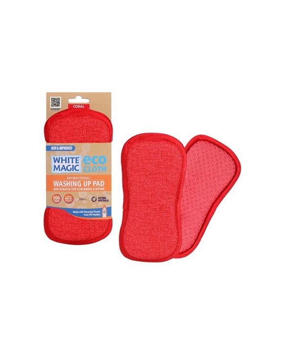 White Magic Double-Sided Dish Washing Reusable Scrubbing Pad - Red
