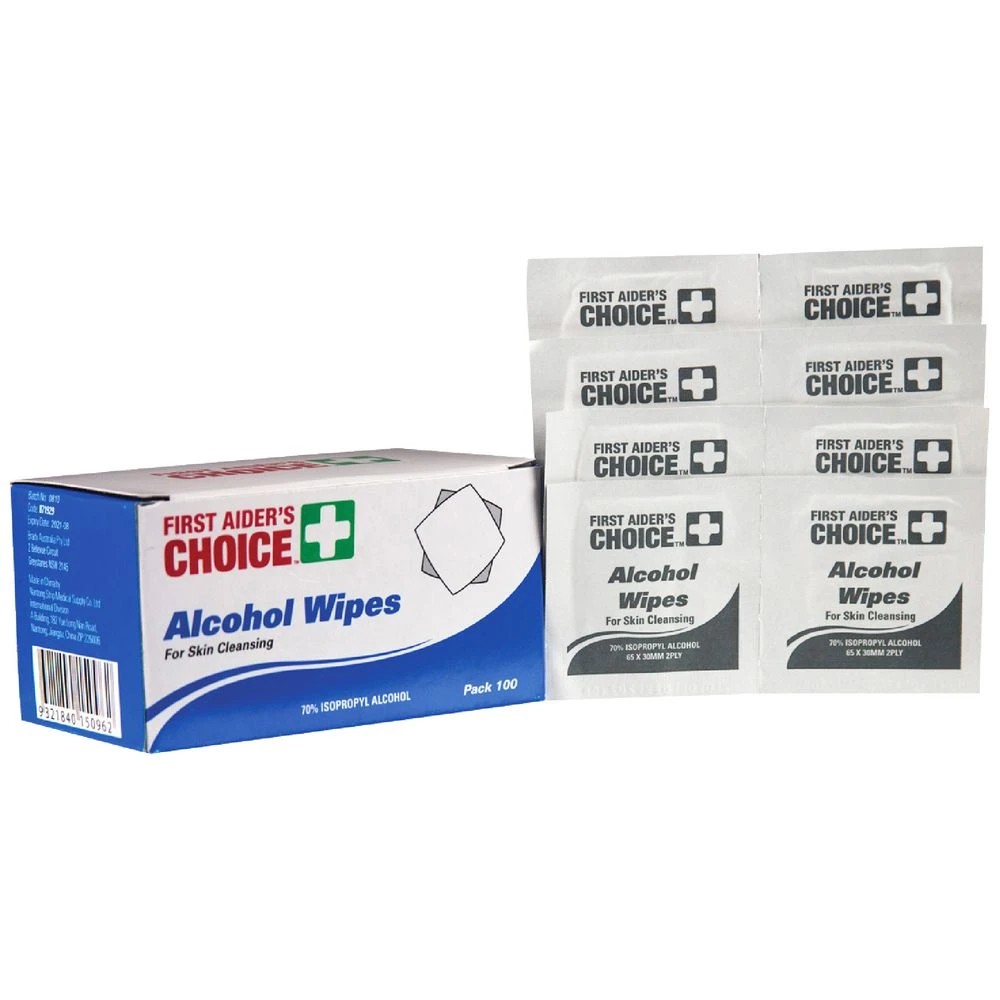 1 First Aiders Choice Alcohol Wipes 100 Pack, 1 of 1