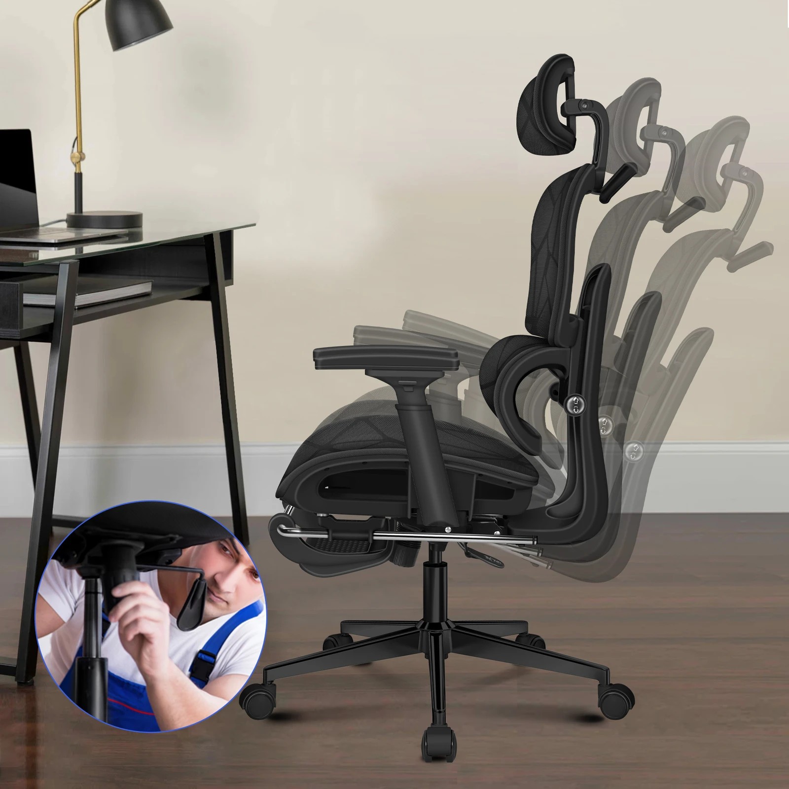 5 Alfordson Ergonomic Office Chair Mesh Executive Gaming Work Seat - Black, 5 of 10