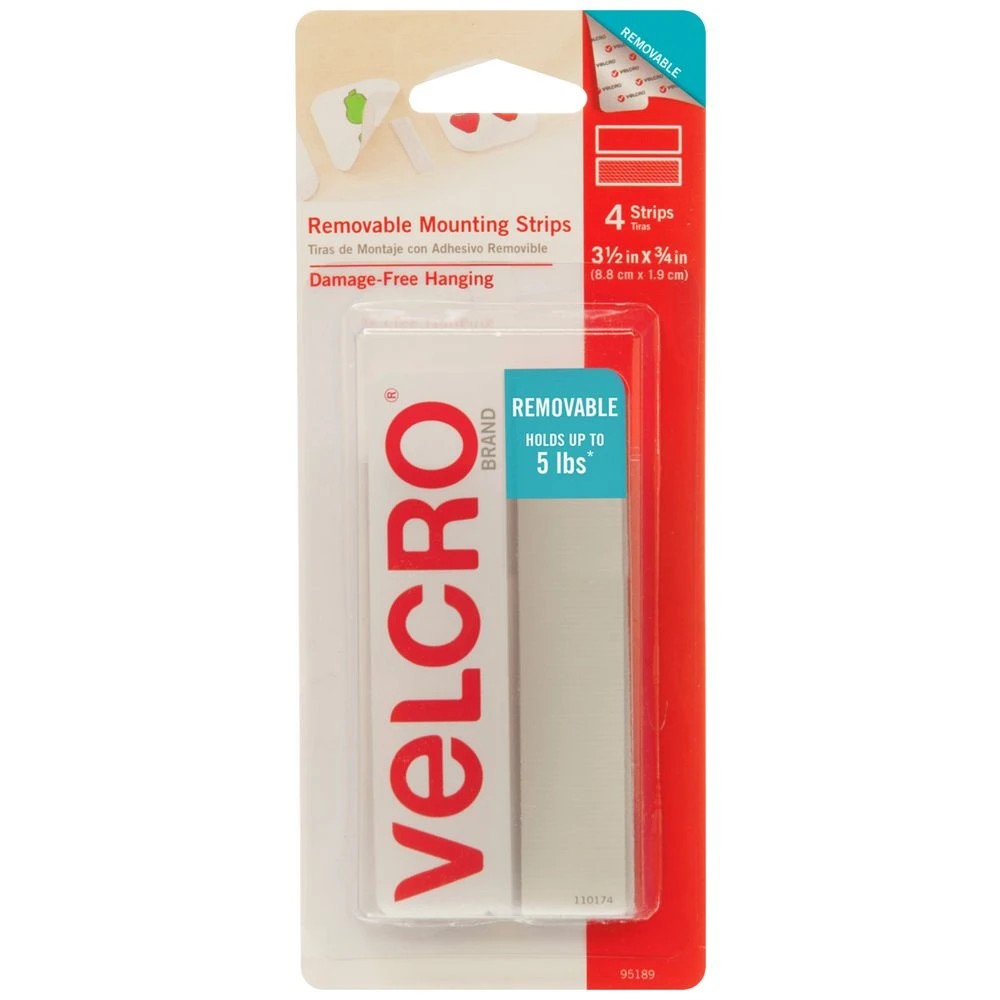 1 VELCRO Removable Strips 8.8 x 45 cm White 4 Pack, 1 of 1