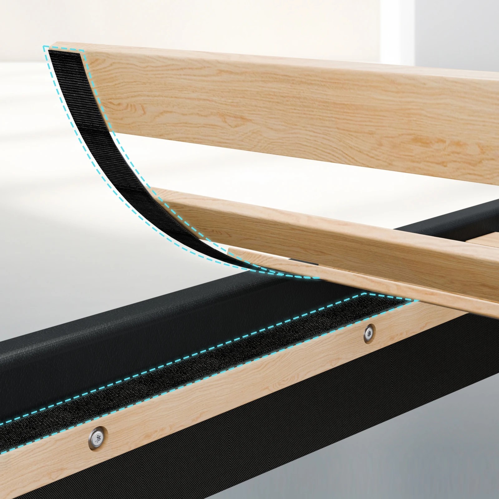 7 Alfordson Bed Frame King Size Wooden Platform Mattress Base Leather - Black, 7 of 10